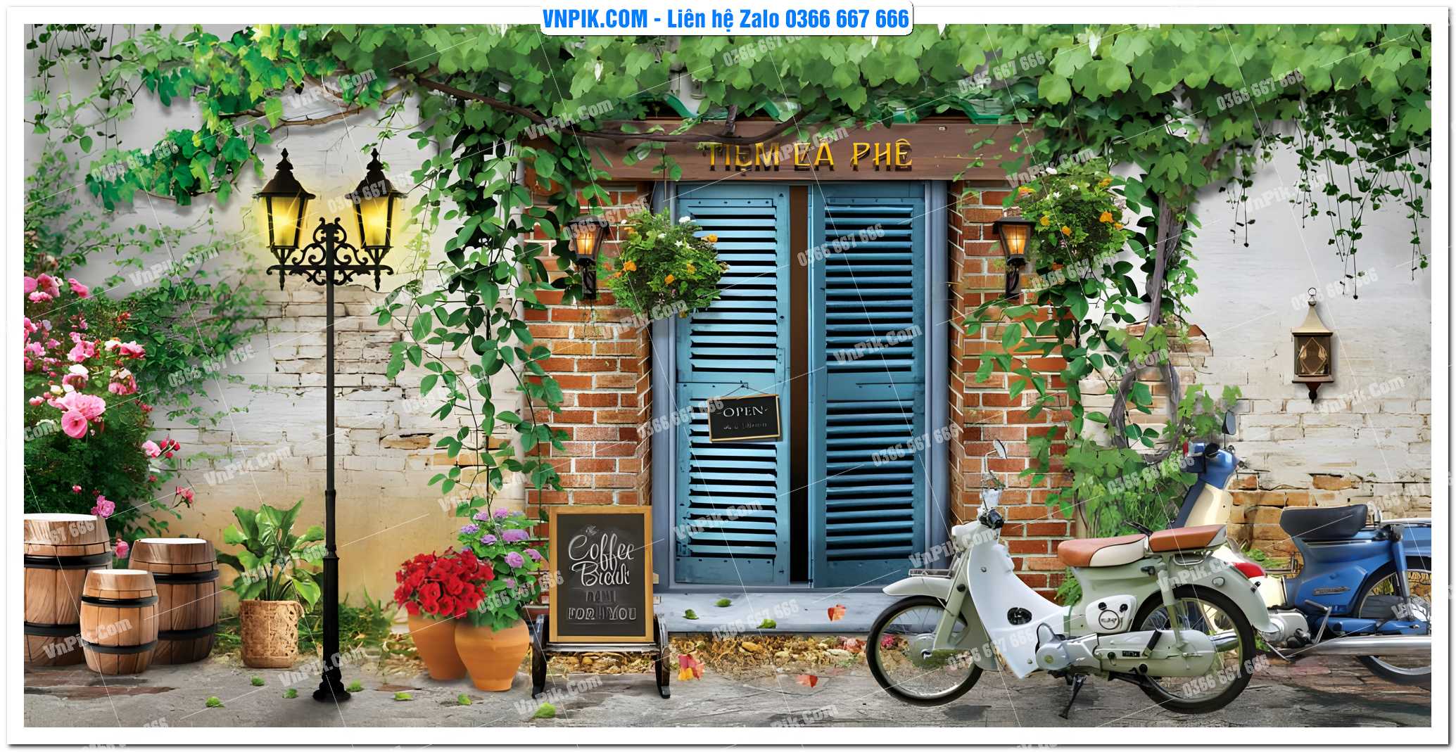 Tranh tường trang trí quán cà phê – trà chanh – trà sữa mã 1695CF