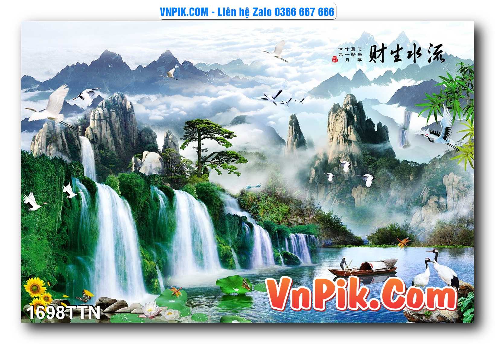 Tranh thác nước – Tranh phong thủy – Tranh treo tường mã 1698TTN