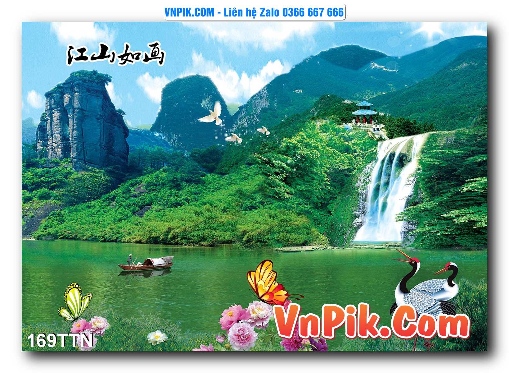 Tranh thác nước – Tranh phong thủy – Tranh treo tường mã 169TTN