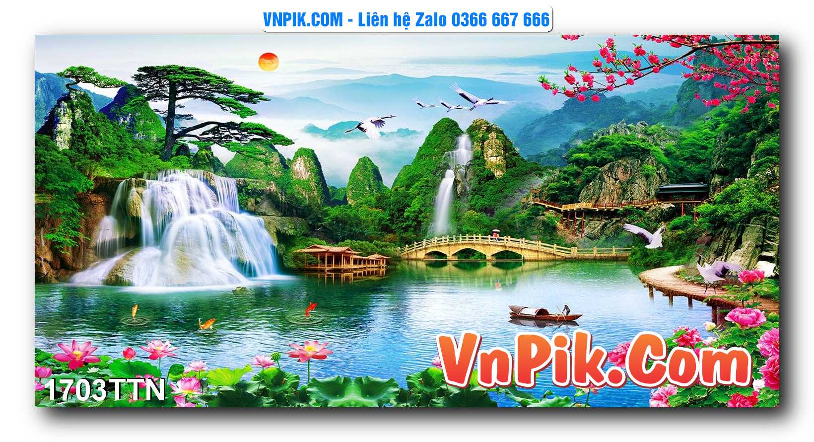 Tranh thác nước – Tranh phong thủy – Tranh treo tường mã 1703TTN