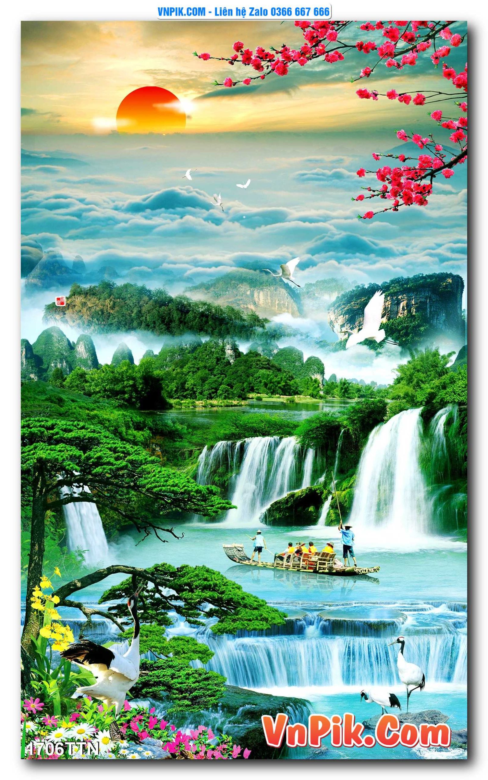 Tranh thác nước – Tranh phong thủy – Tranh treo tường mã 1706TTN