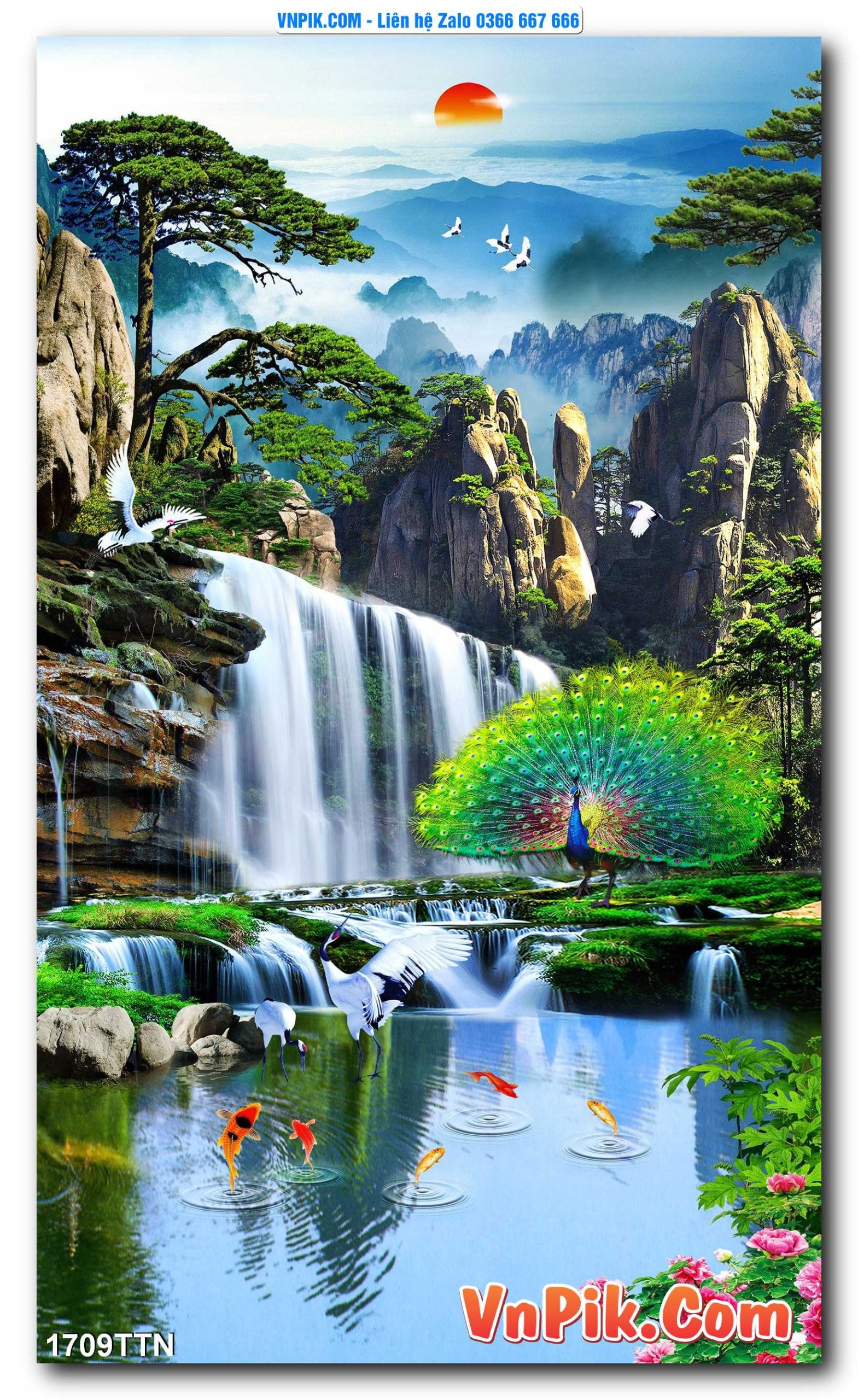 Tranh thác nước – Tranh phong thủy – Tranh treo tường mã 1709TTN