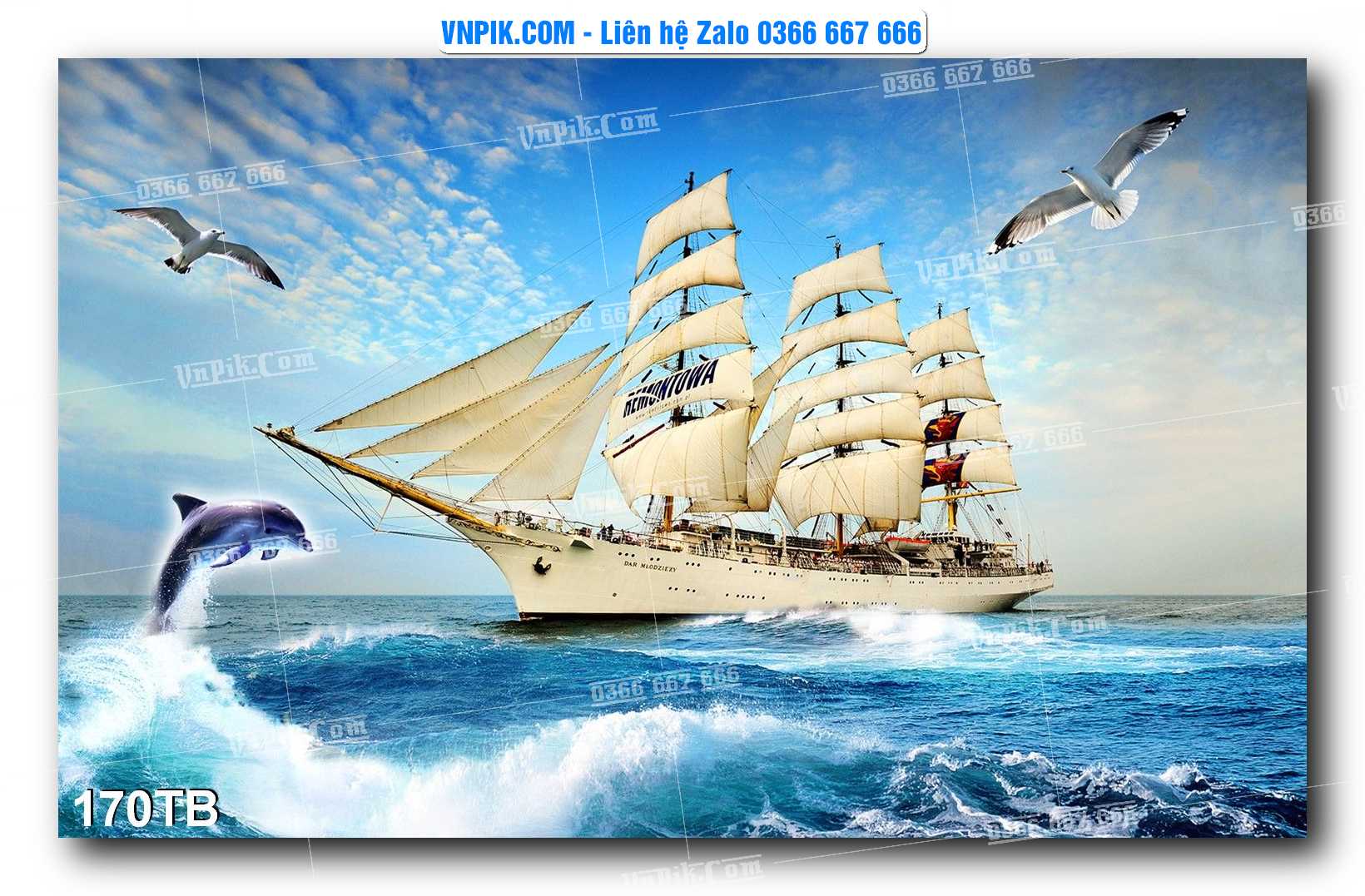 Tranh thuận buồm xuôi gió file PSD mẫu 170TB
