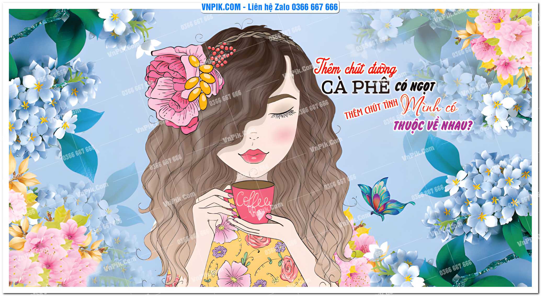 Tranh tường trang trí quán cà phê – trà chanh – trà sữa mã 1711CF