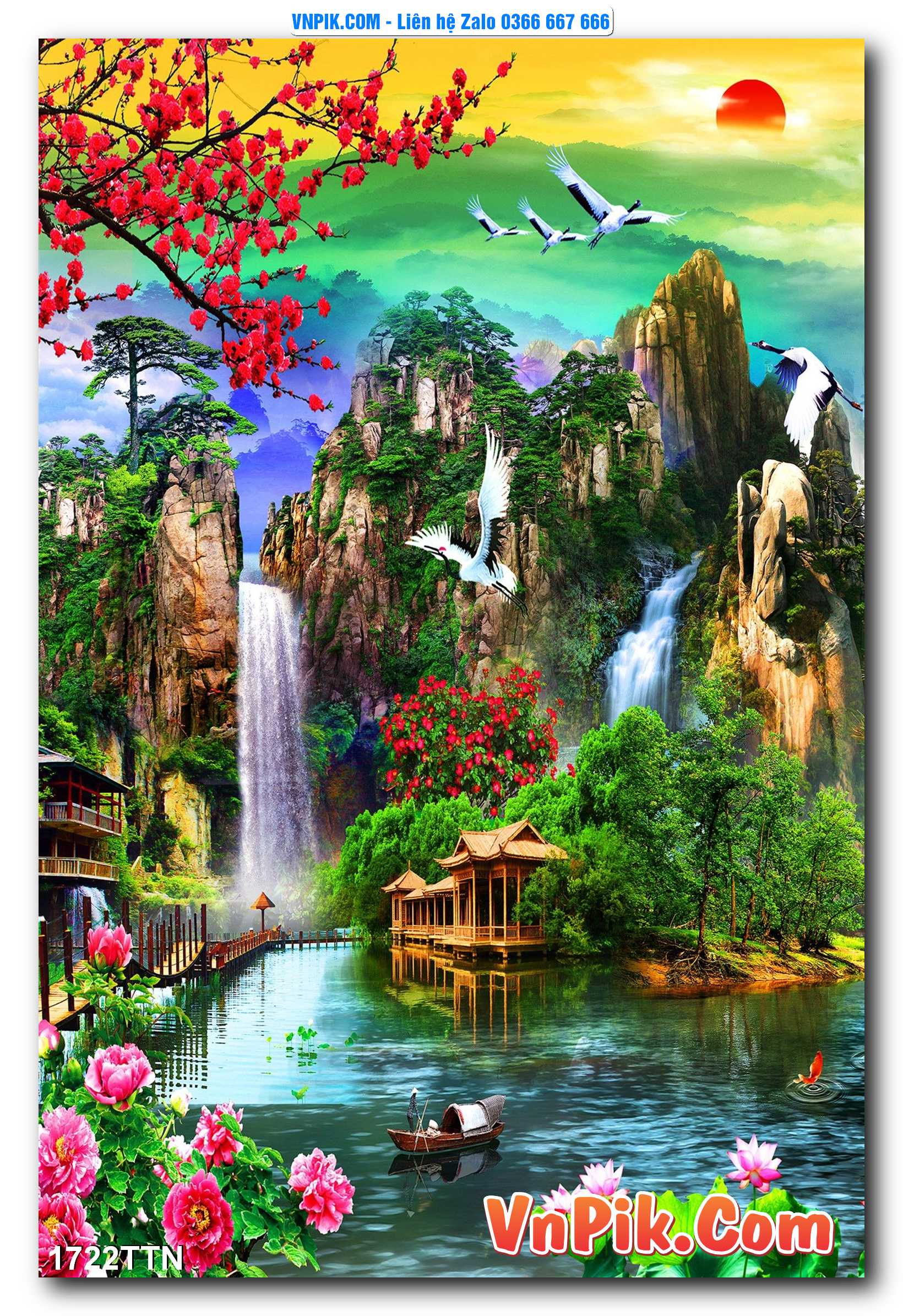 Tranh thác nước – Tranh phong thủy – Tranh treo tường mã 1722TTN