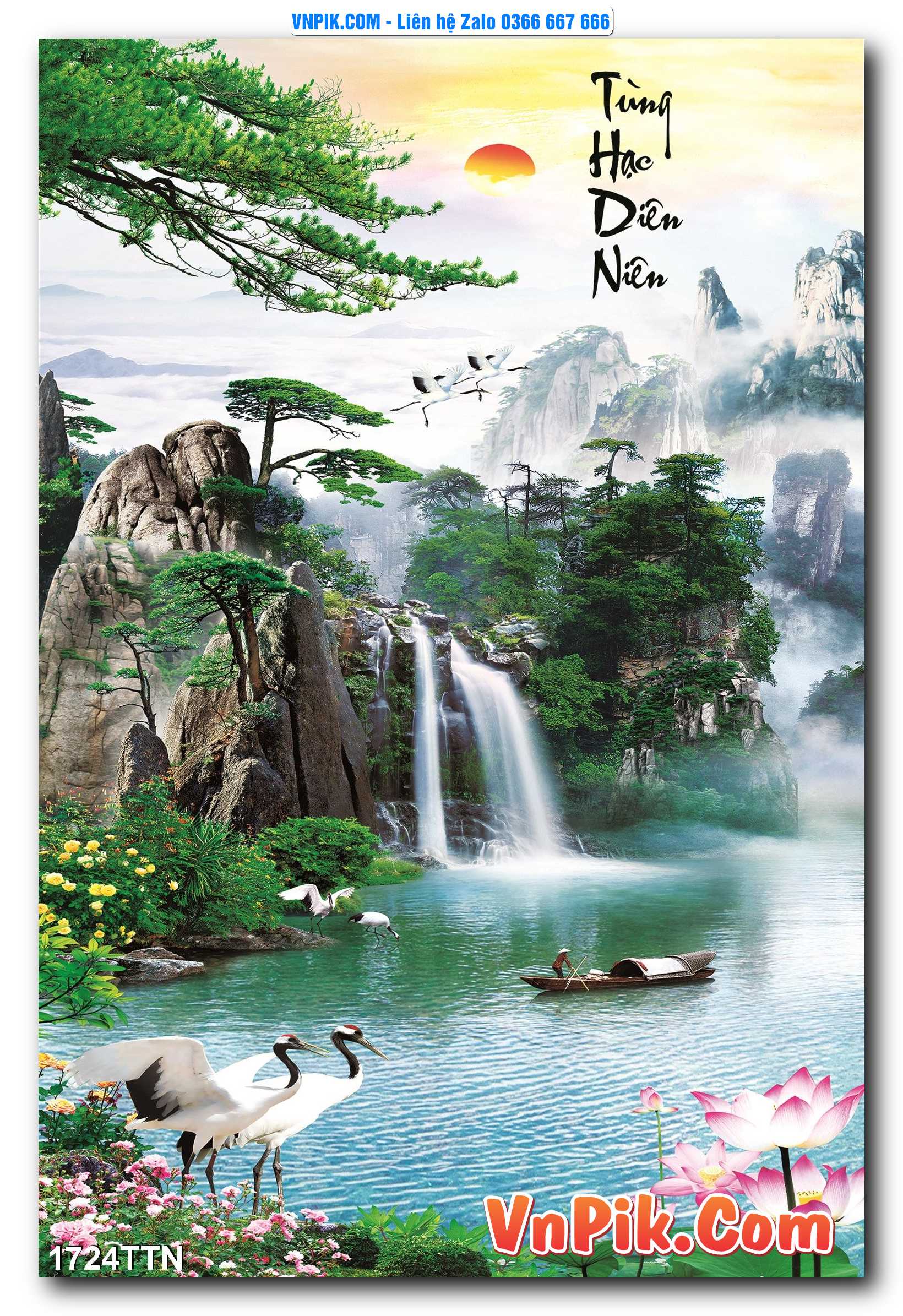 Tranh thác nước – Tranh phong thủy – Tranh treo tường mã 1724TTN