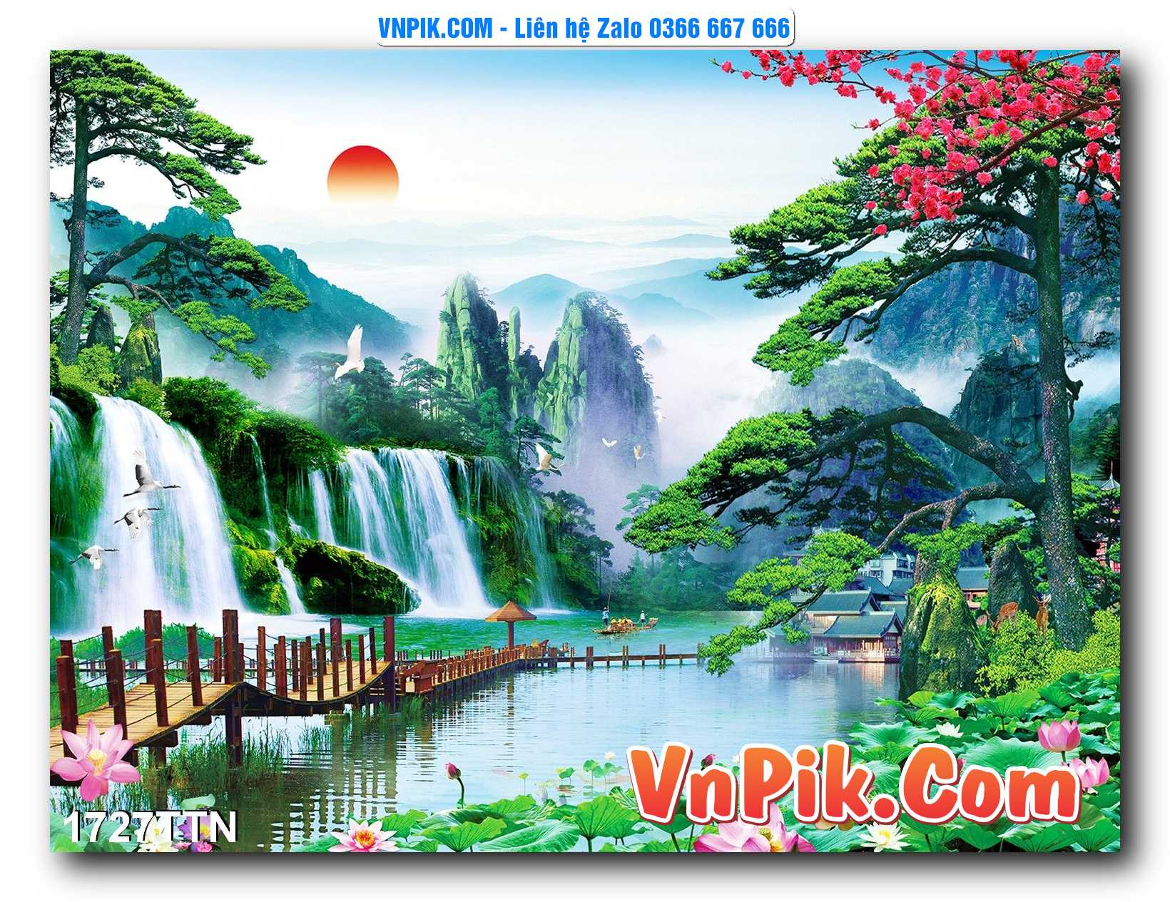 Tranh thác nước – Tranh phong thủy – Tranh treo tường mã 1727TTN