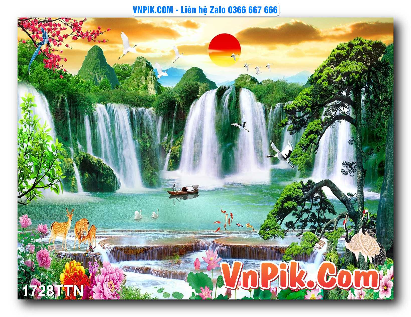 Tranh thác nước – Tranh phong thủy – Tranh treo tường mã 1728TTN