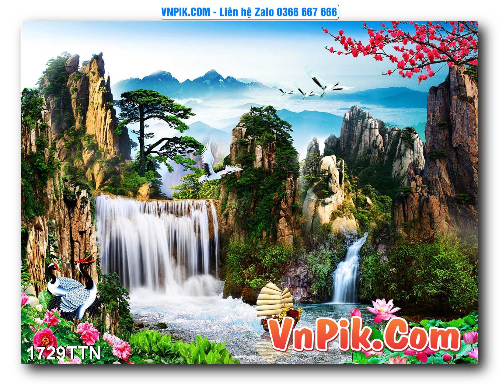 Tranh thác nước – Tranh phong thủy – Tranh treo tường mã 1729TTN