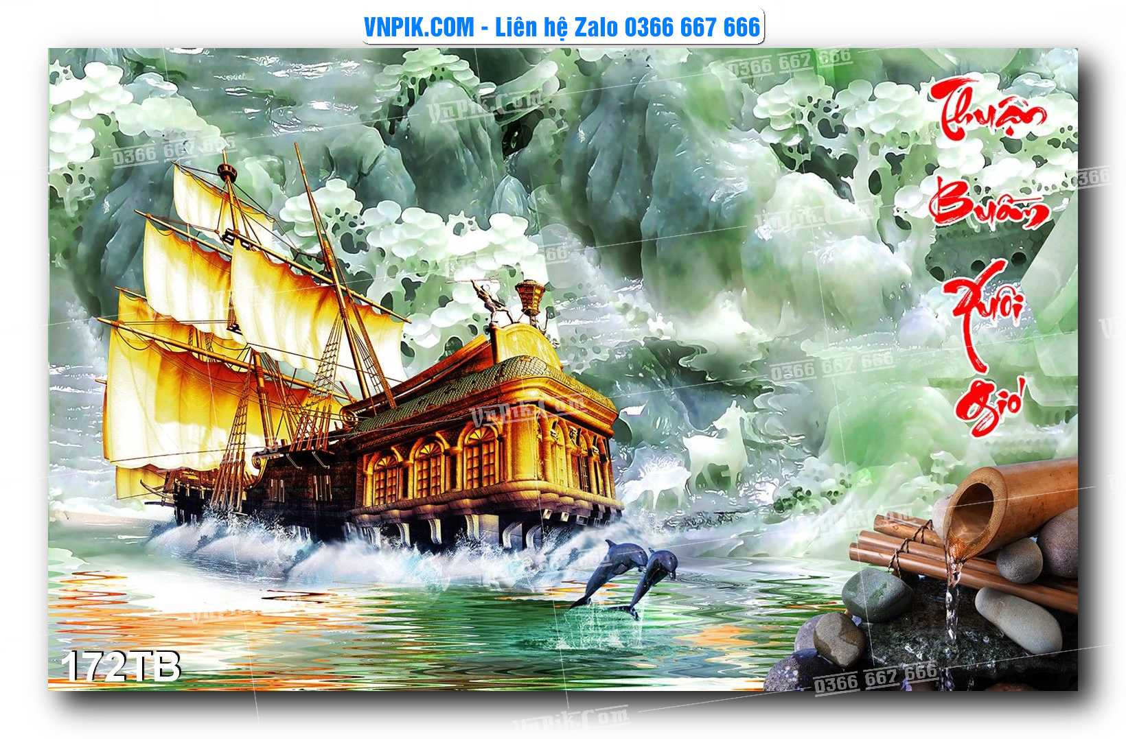Tranh thuận buồm xuôi gió file PSD mẫu 172TB