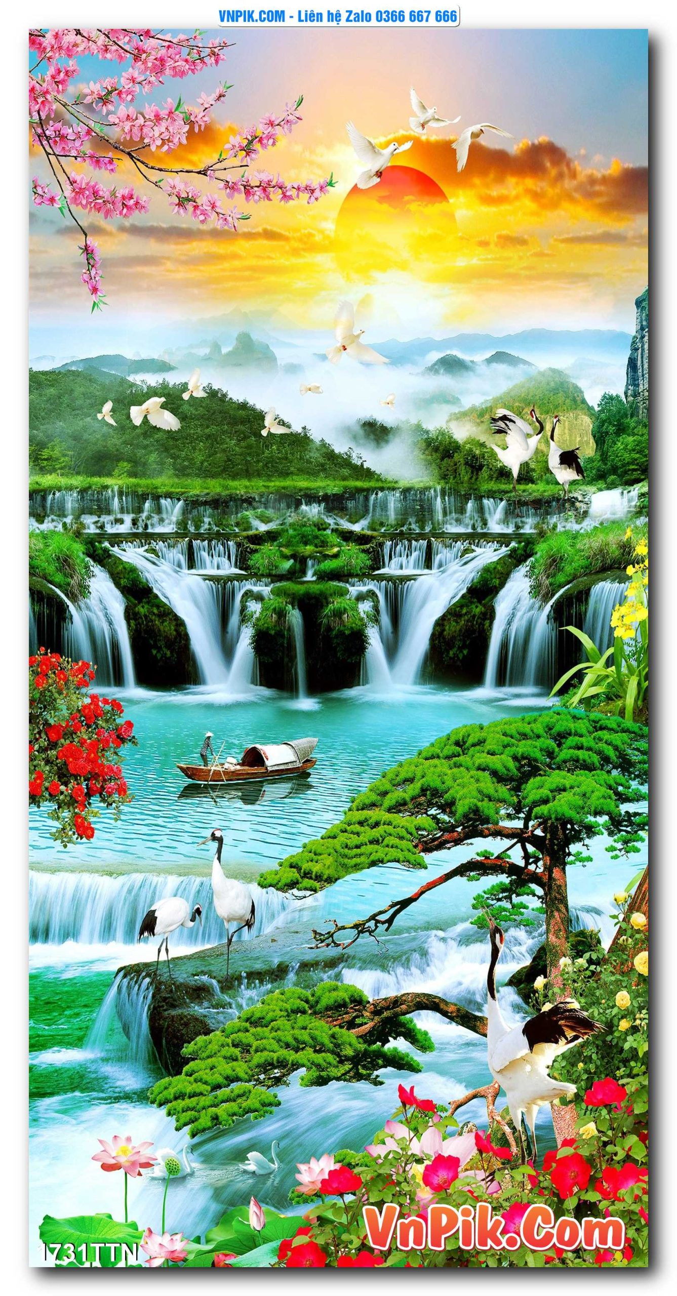 Tranh thác nước – Tranh phong thủy – Tranh treo tường mã 1731TTN