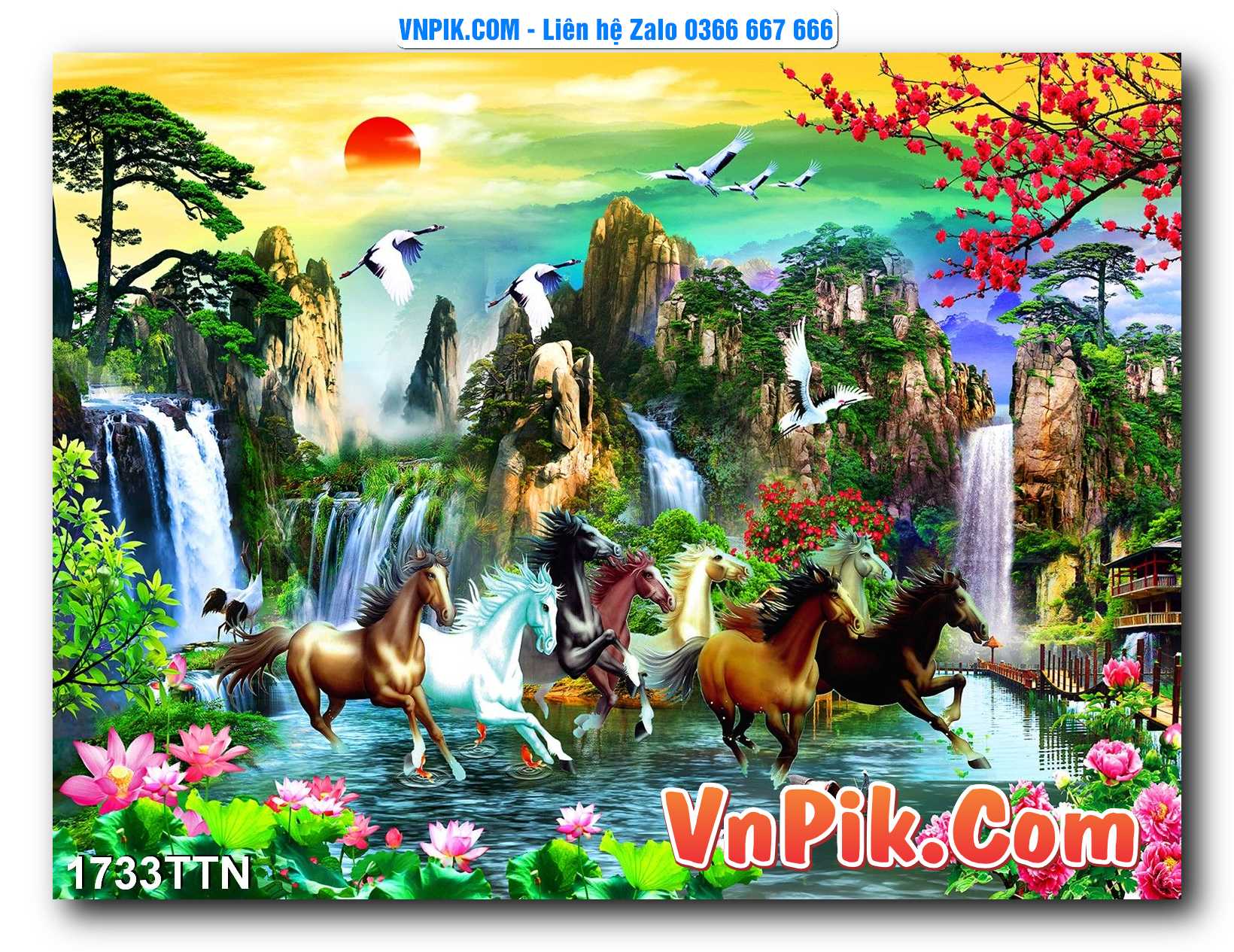 Tranh thác nước – Tranh phong thủy – Tranh treo tường mã 1733TTN