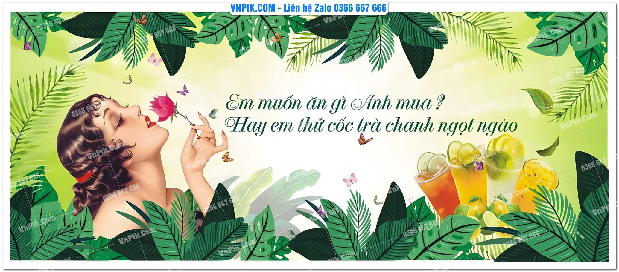 Tranh tường trang trí quán cà phê – trà chanh – trà sữa mã 1734CF