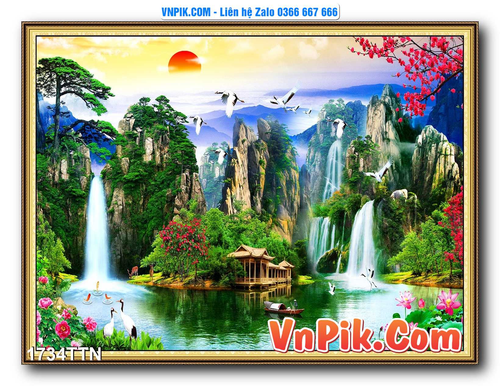 Tranh thác nước – Tranh phong thủy – Tranh treo tường mã 1734TTN