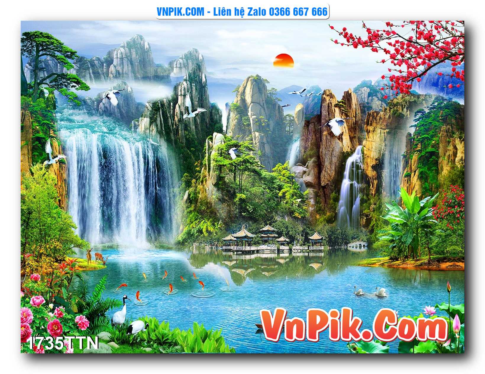 Tranh thác nước – Tranh phong thủy – Tranh treo tường mã 1735TTN