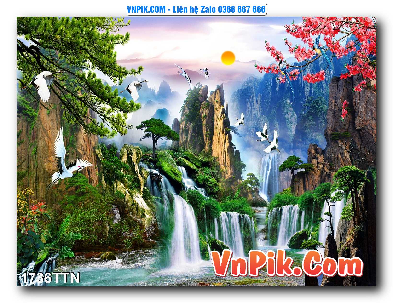 Tranh thác nước – Tranh phong thủy – Tranh treo tường mã 1736TTN