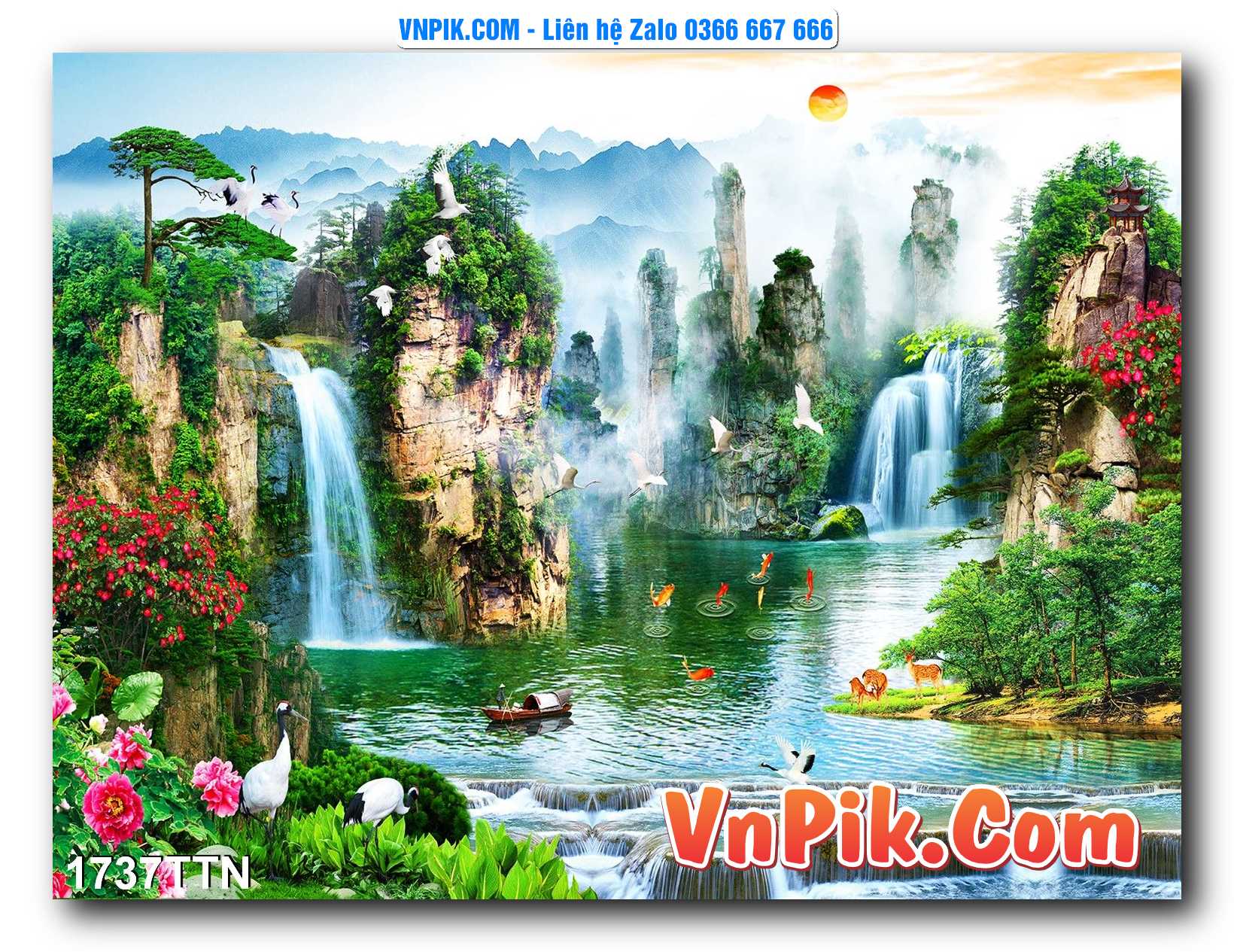 Tranh thác nước – Tranh phong thủy – Tranh treo tường mã 1737TTN