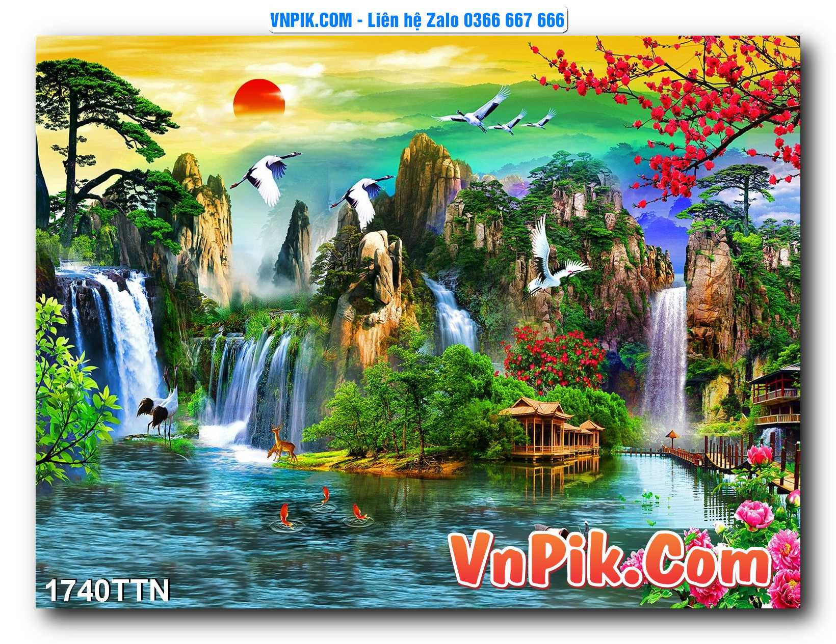 Tranh thác nước – Tranh phong thủy – Tranh treo tường mã 1740TTN