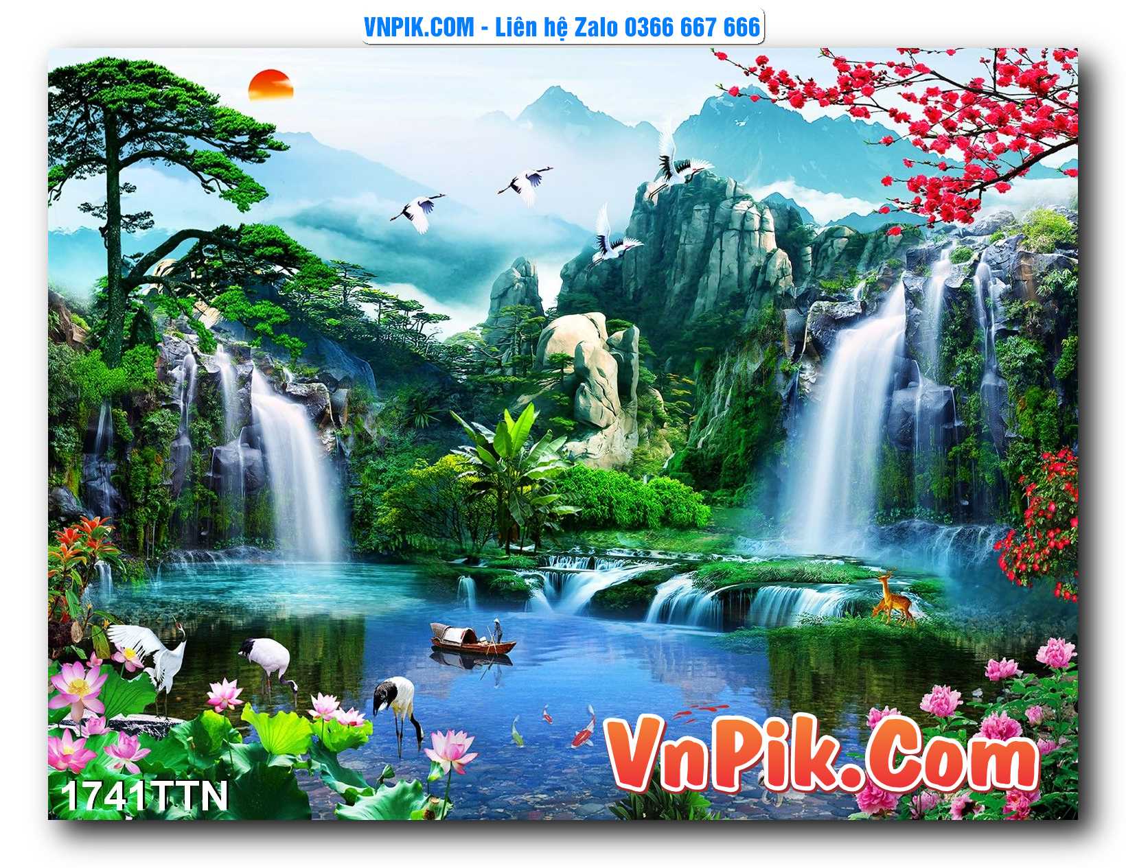 Tranh thác nước – Tranh phong thủy – Tranh treo tường mã 1741TTN