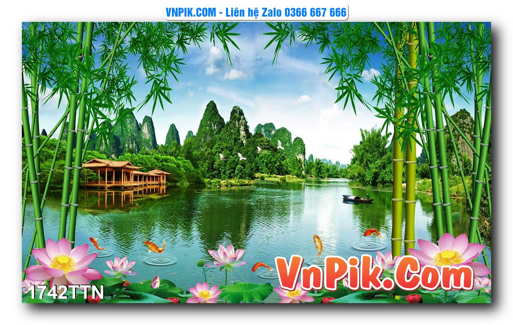 Tranh thác nước – Tranh phong thủy – Tranh treo tường mã 1742TTN