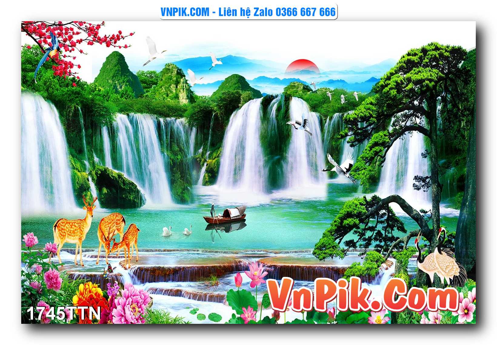 Tranh thác nước – Tranh phong thủy – Tranh treo tường mã 1745TTN