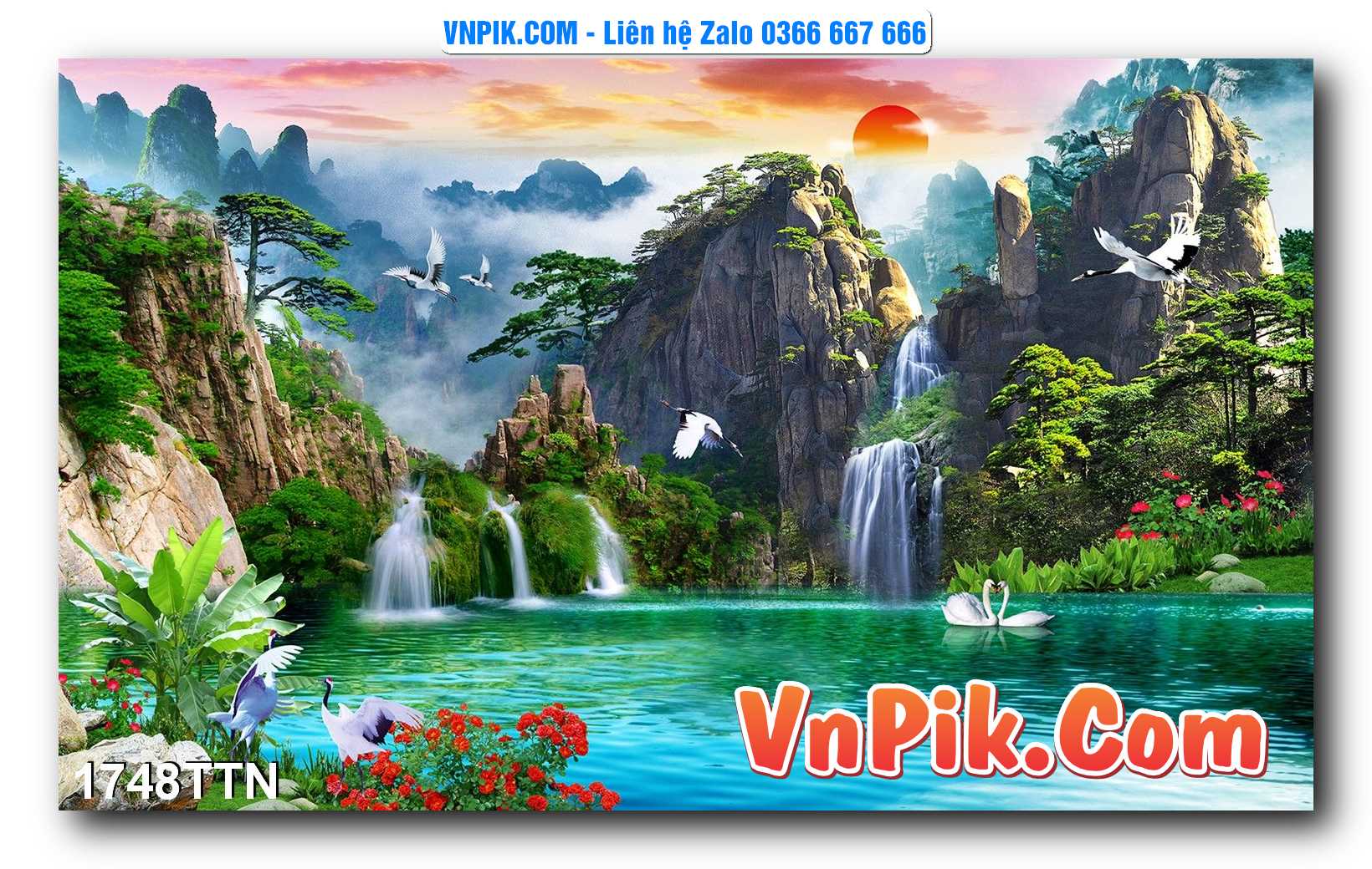 Tranh thác nước – Tranh phong thủy – Tranh treo tường mã 1748TTN