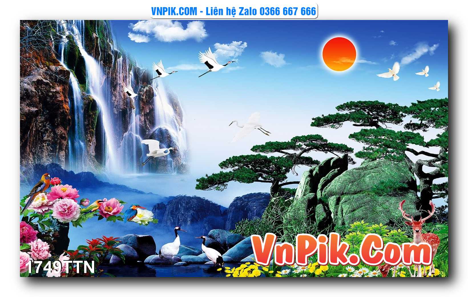 Tranh thác nước – Tranh phong thủy – Tranh treo tường mã 1749TTN