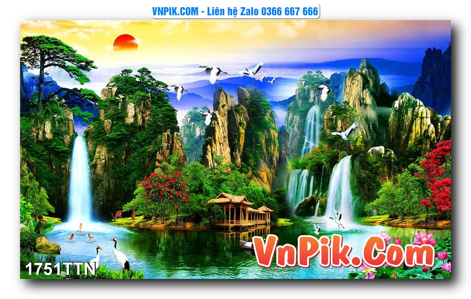 Tranh thác nước – Tranh phong thủy – Tranh treo tường mã 1751TTN