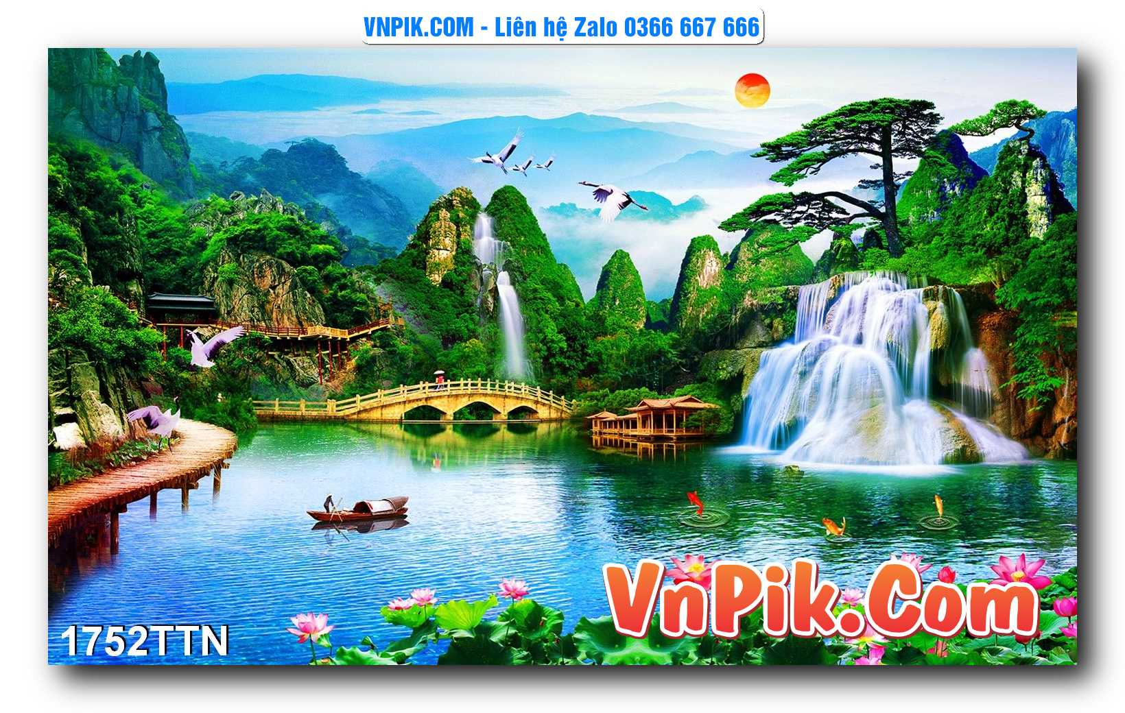 Tranh thác nước – Tranh phong thủy – Tranh treo tường mã 1752TTN