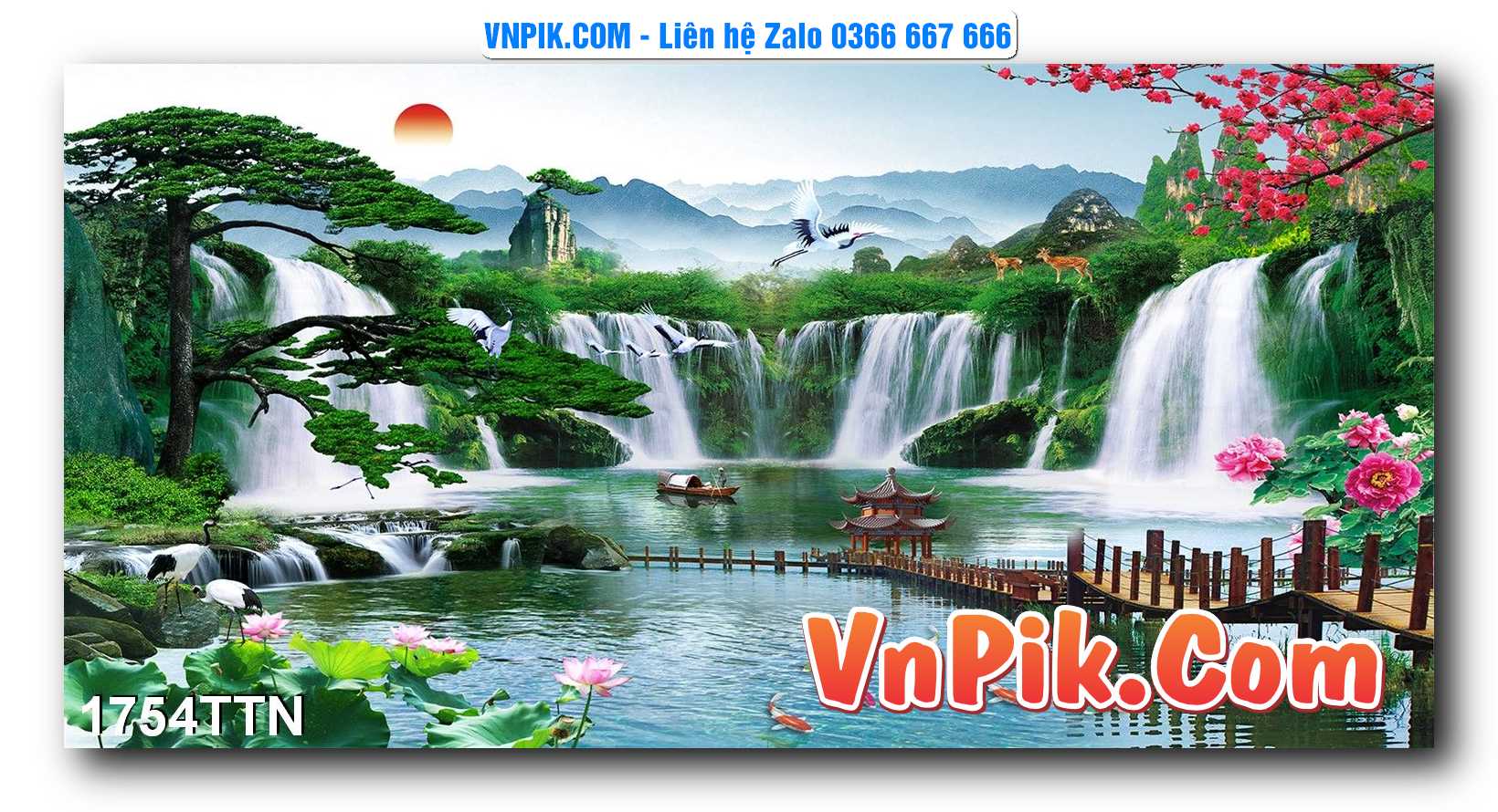Tranh thác nước – Tranh phong thủy – Tranh treo tường mã 1754TTN