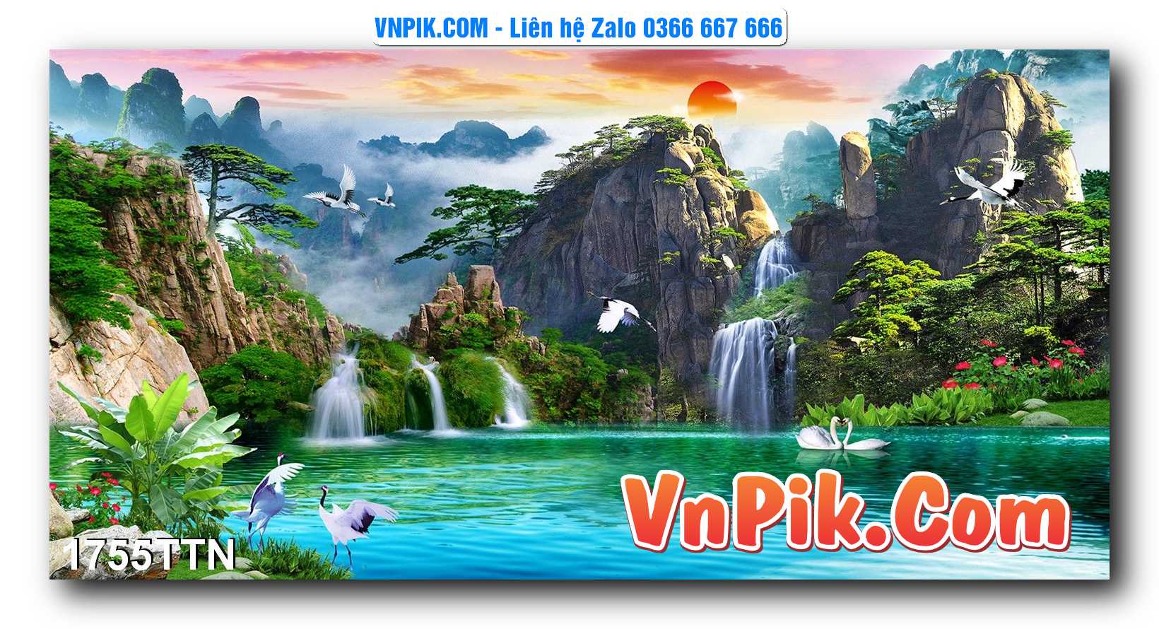 Tranh thác nước – Tranh phong thủy – Tranh treo tường mã 1755TTN