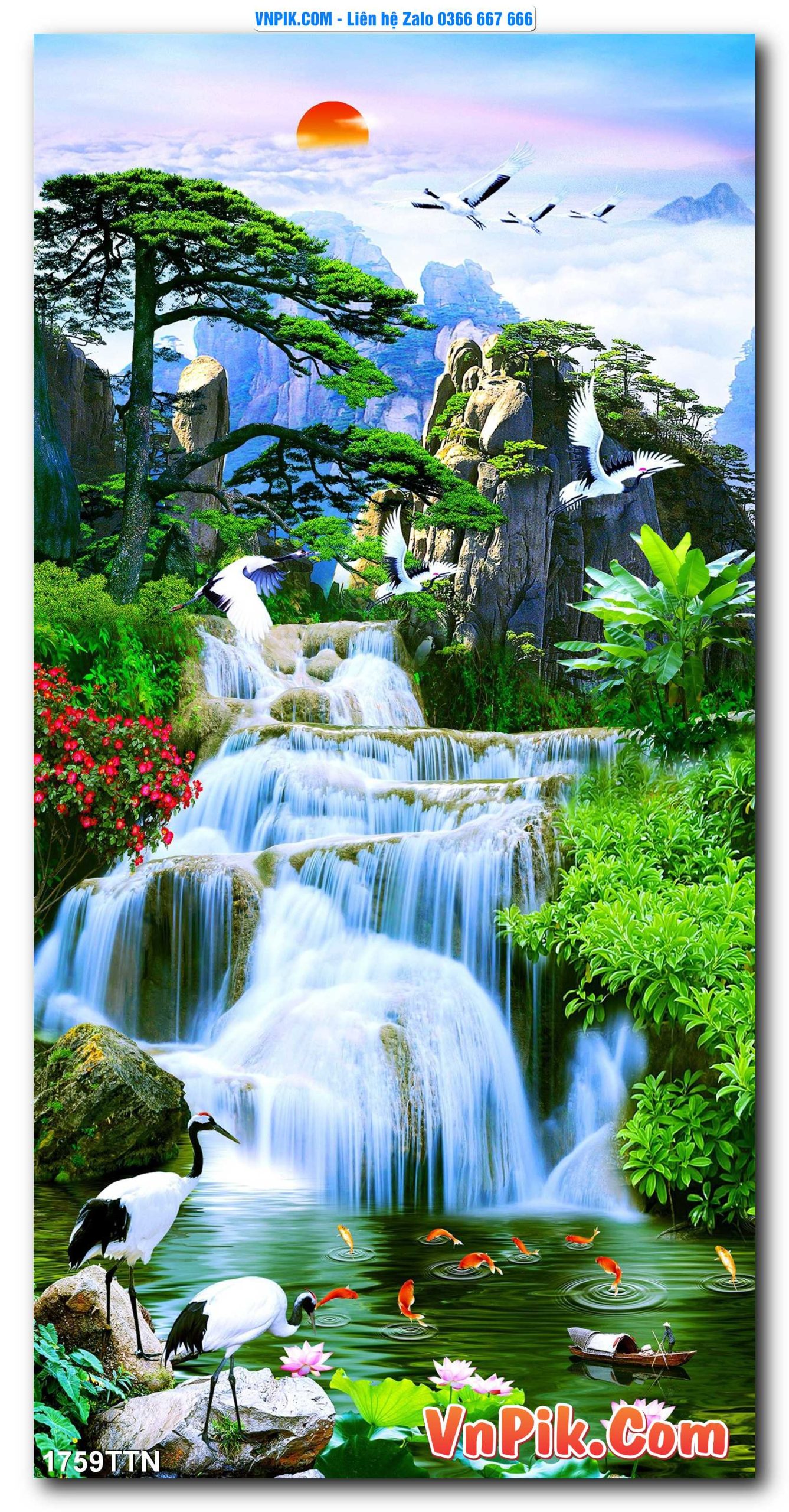 Tranh thác nước – Tranh phong thủy – Tranh treo tường mã 1759TTN