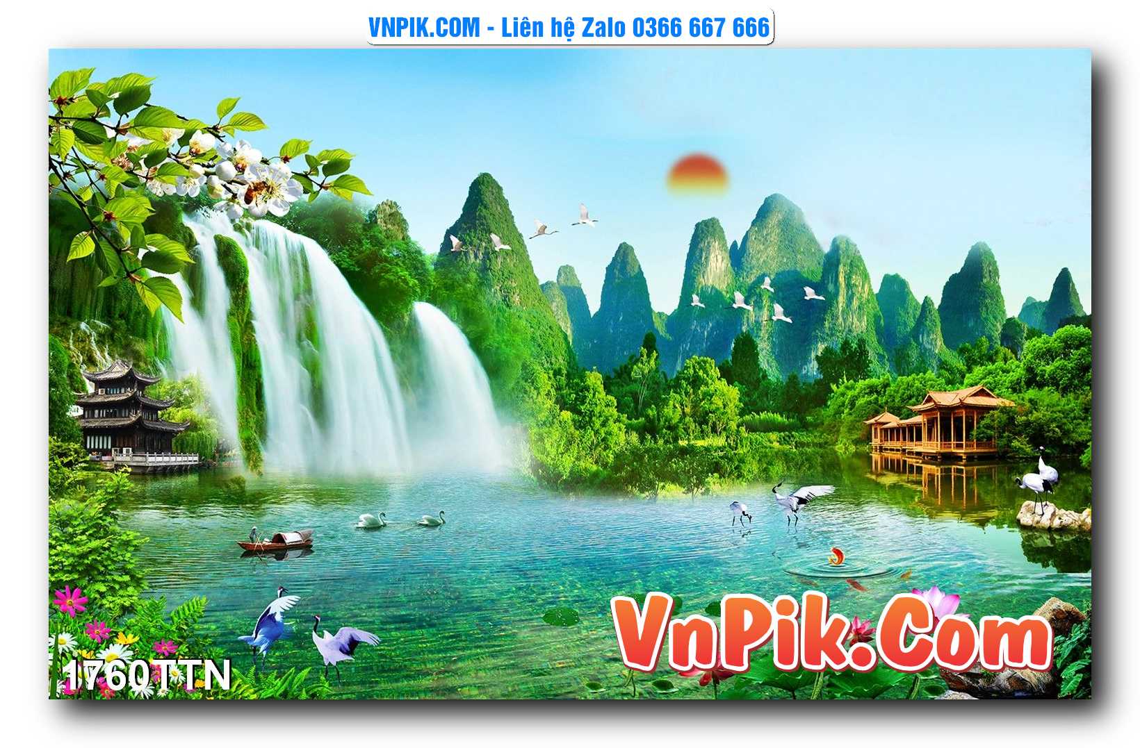 Tranh thác nước – Tranh phong thủy – Tranh treo tường mã 1760TTN
