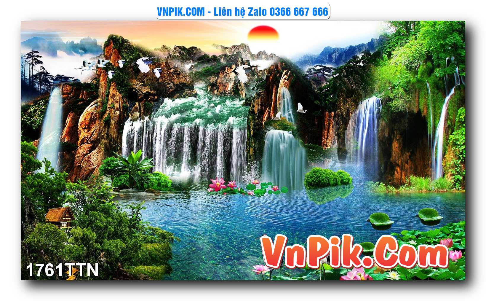 Tranh thác nước – Tranh phong thủy – Tranh treo tường mã 1761TTN