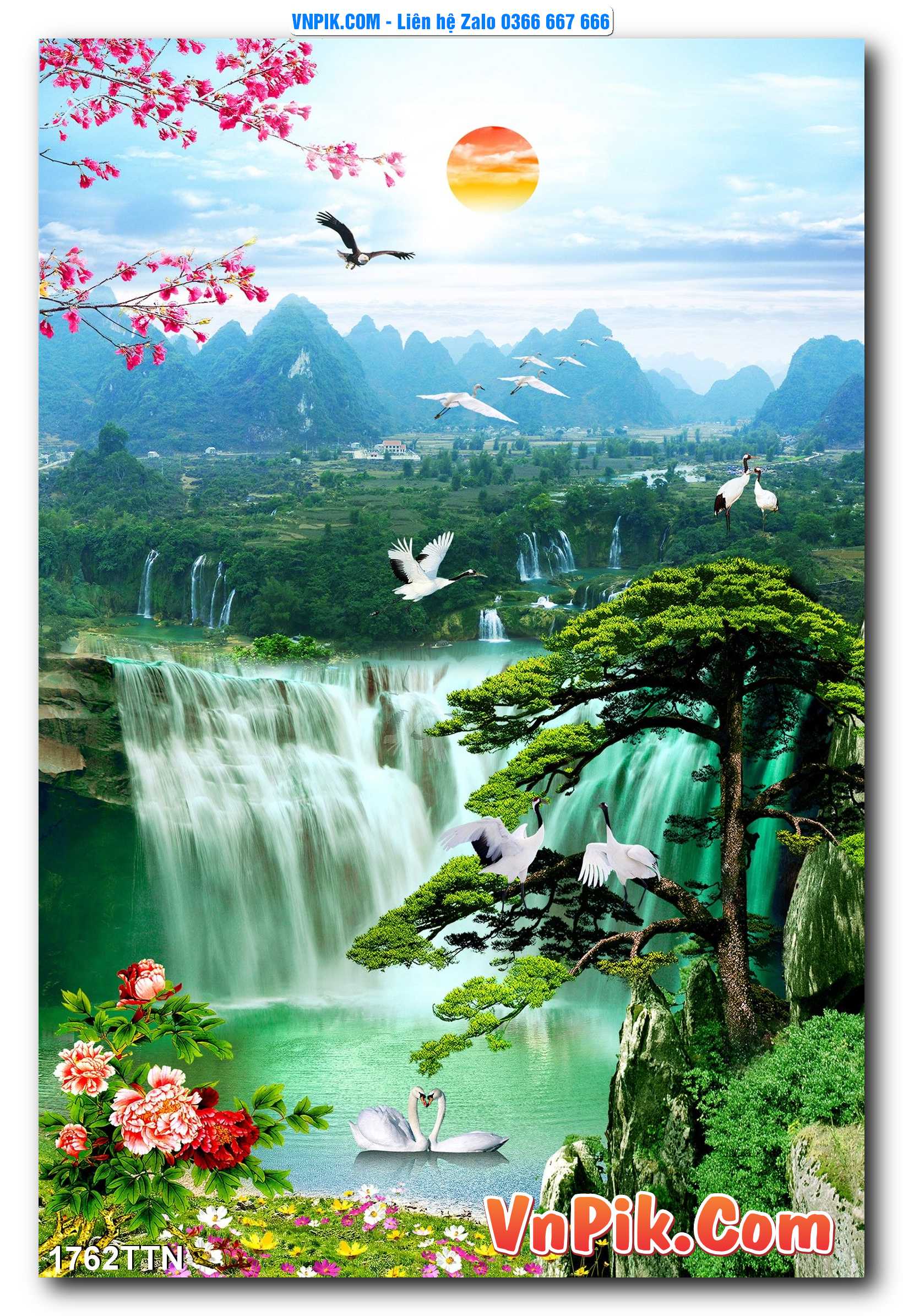 Tranh thác nước – Tranh phong thủy – Tranh treo tường mã 1762TTN