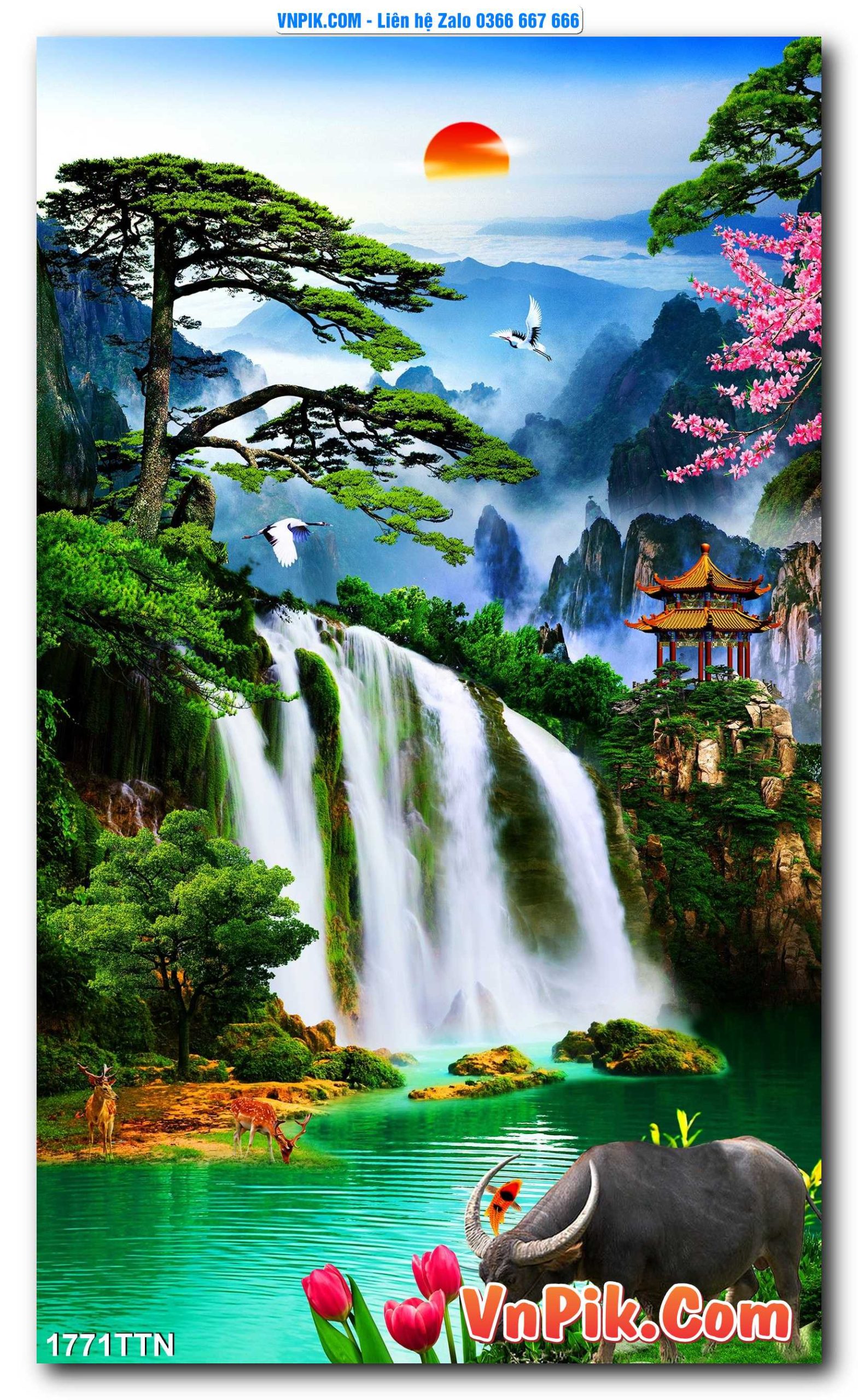 Tranh thác nước – Tranh phong thủy – Tranh treo tường mã 1771TTN