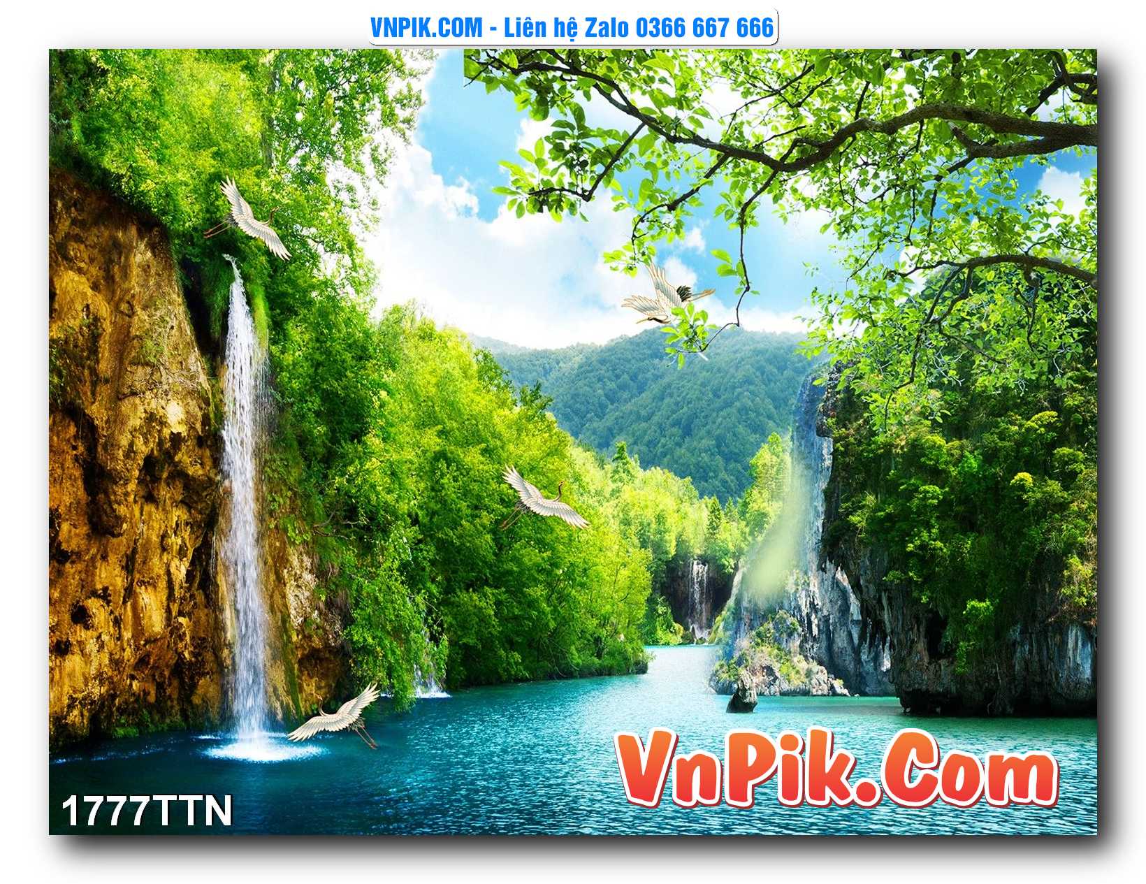 Tranh thác nước – Tranh phong thủy – Tranh treo tường mã 1777TTN