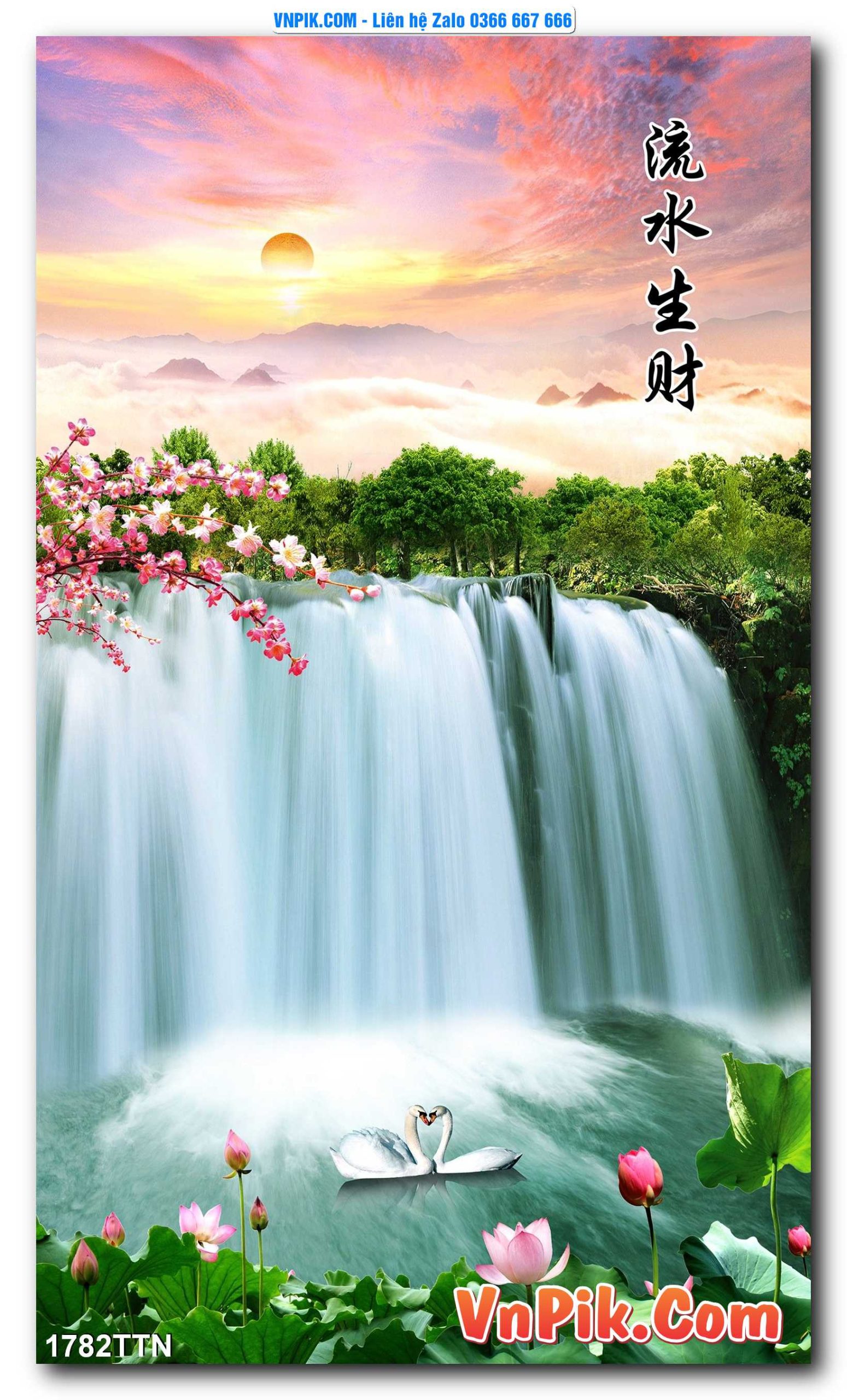 Tranh thác nước – Tranh phong thủy – Tranh treo tường mã 1782TTN
