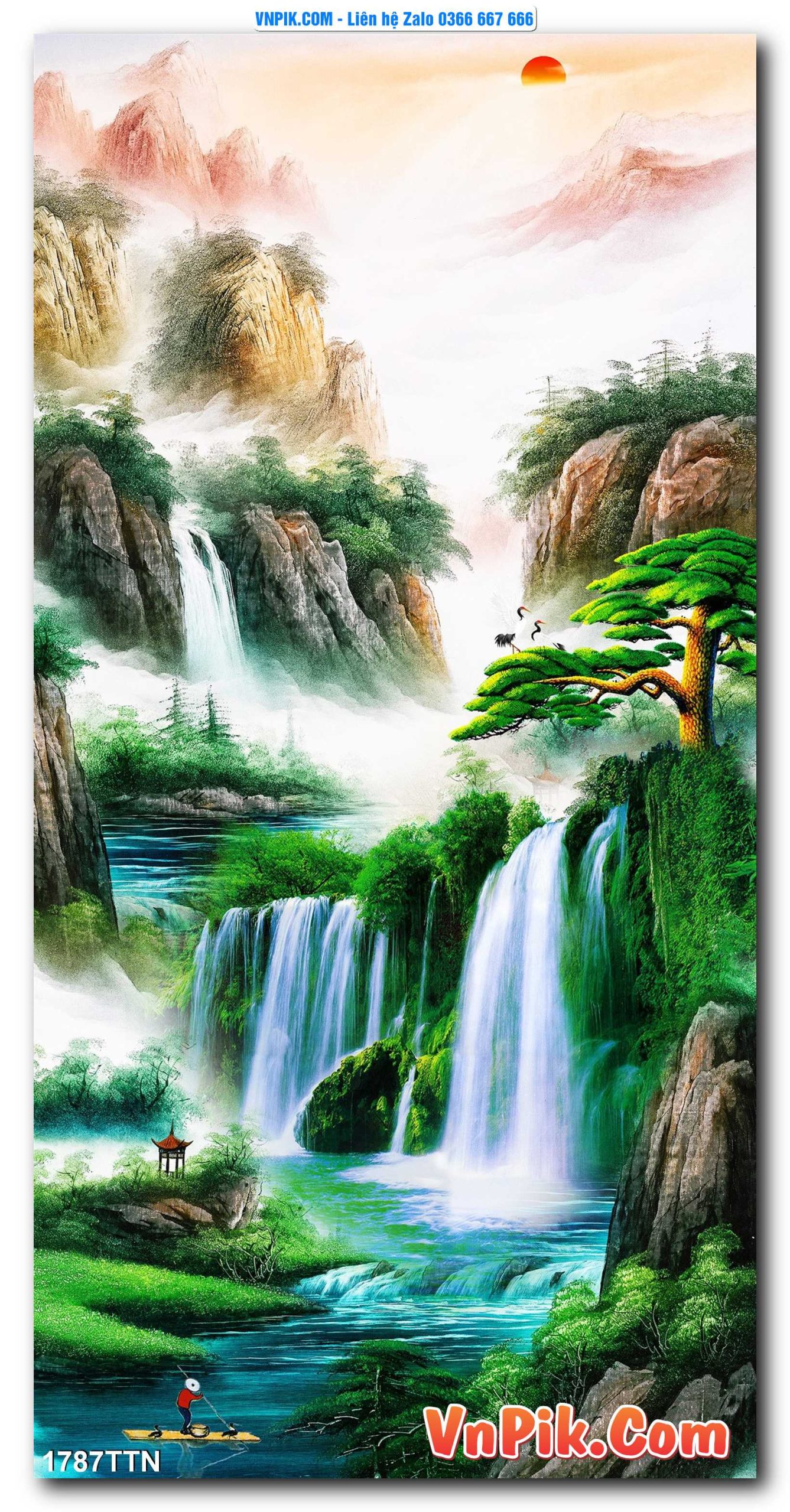 Tranh thác nước – Tranh phong thủy – Tranh treo tường mã 1787TTN