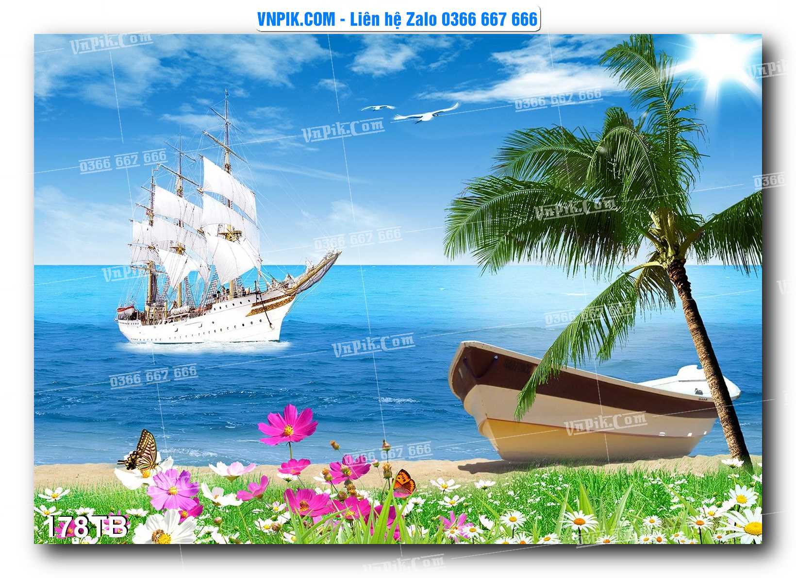 Tranh thuận buồm xuôi gió file PSD mẫu 178TB