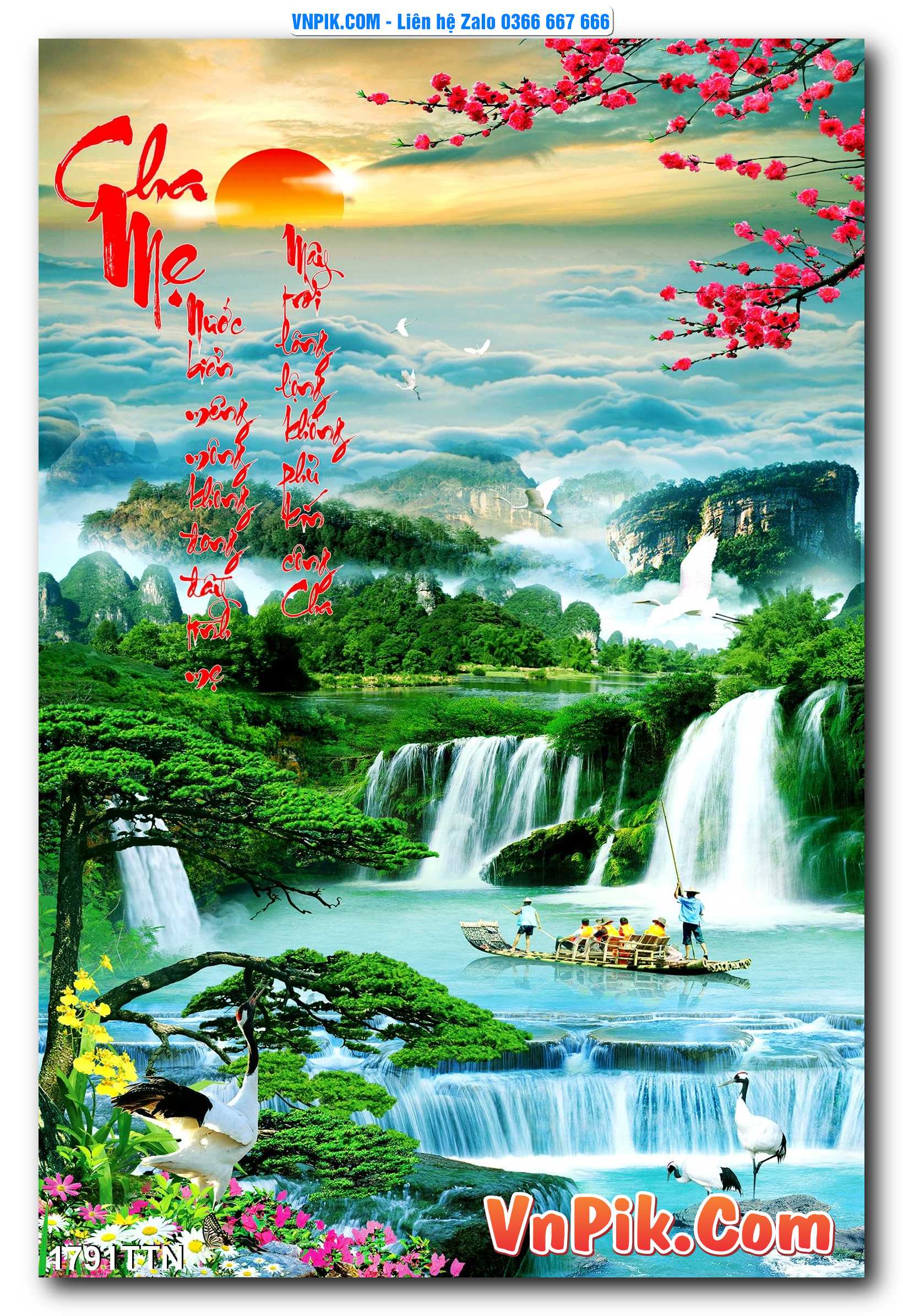 Tranh thác nước – Tranh phong thủy – Tranh treo tường mã 1791TTN
