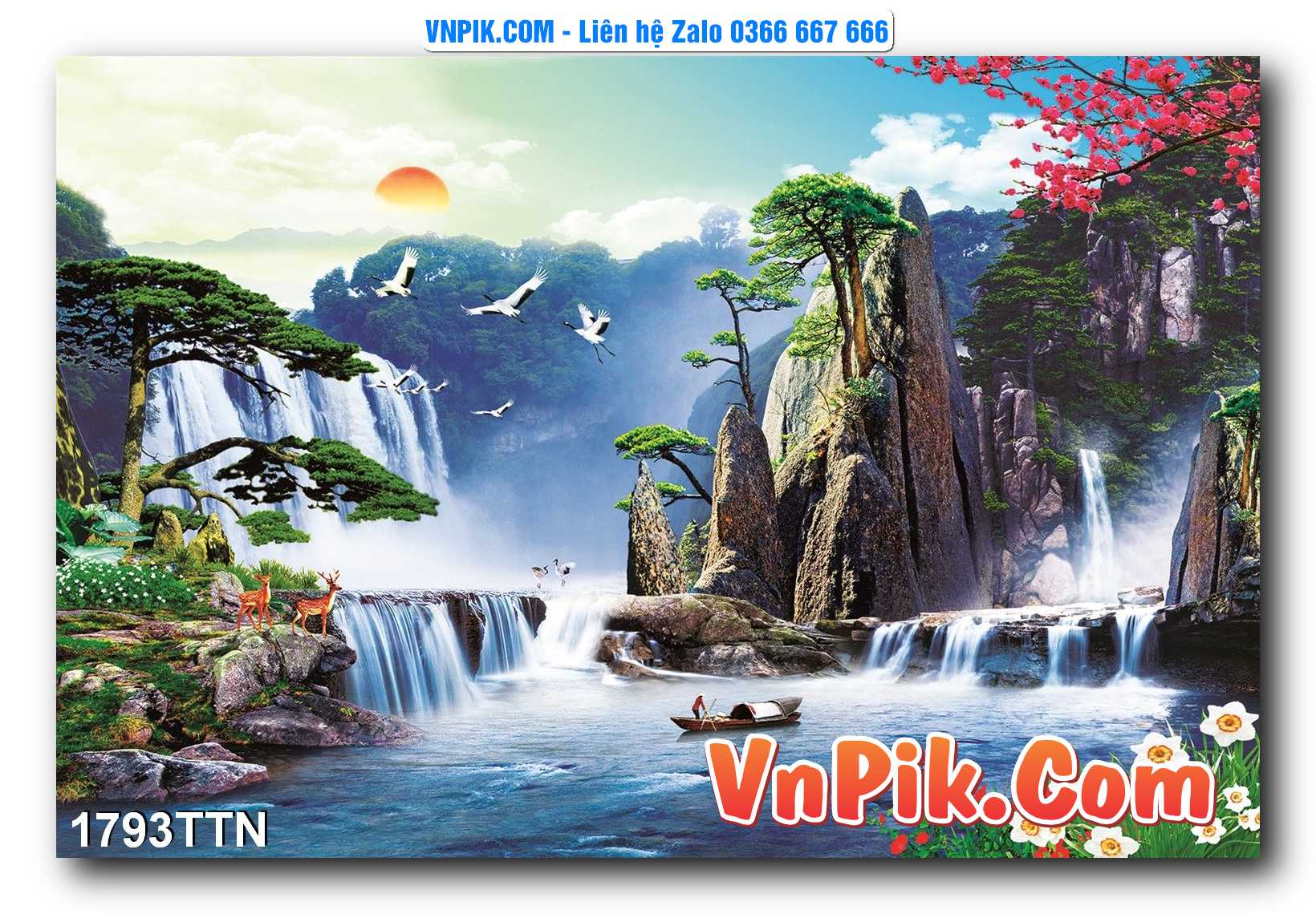Tranh thác nước – Tranh phong thủy – Tranh treo tường mã 1793TTN