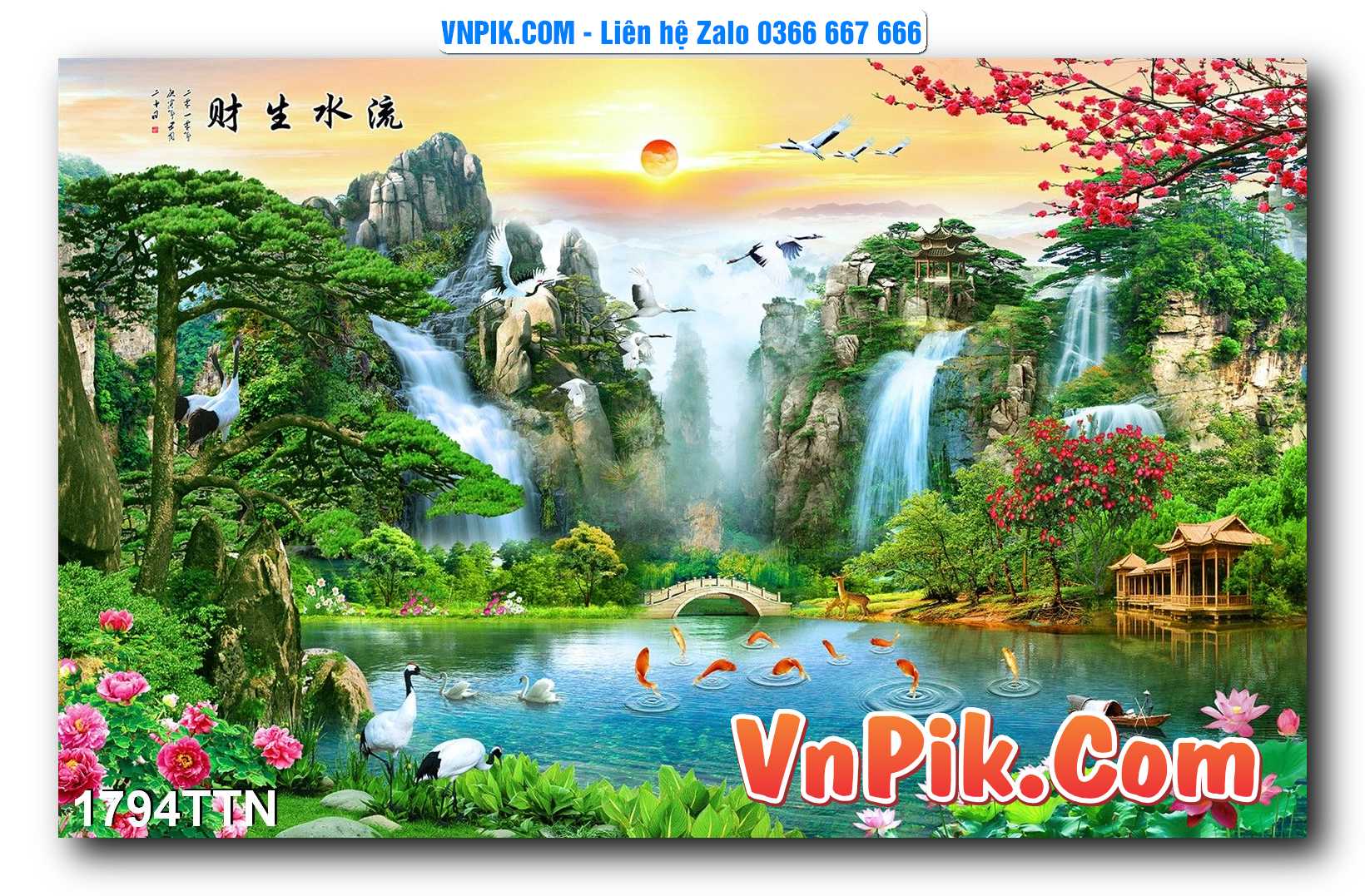 Tranh thác nước – Tranh phong thủy – Tranh treo tường mã 1794TTN
