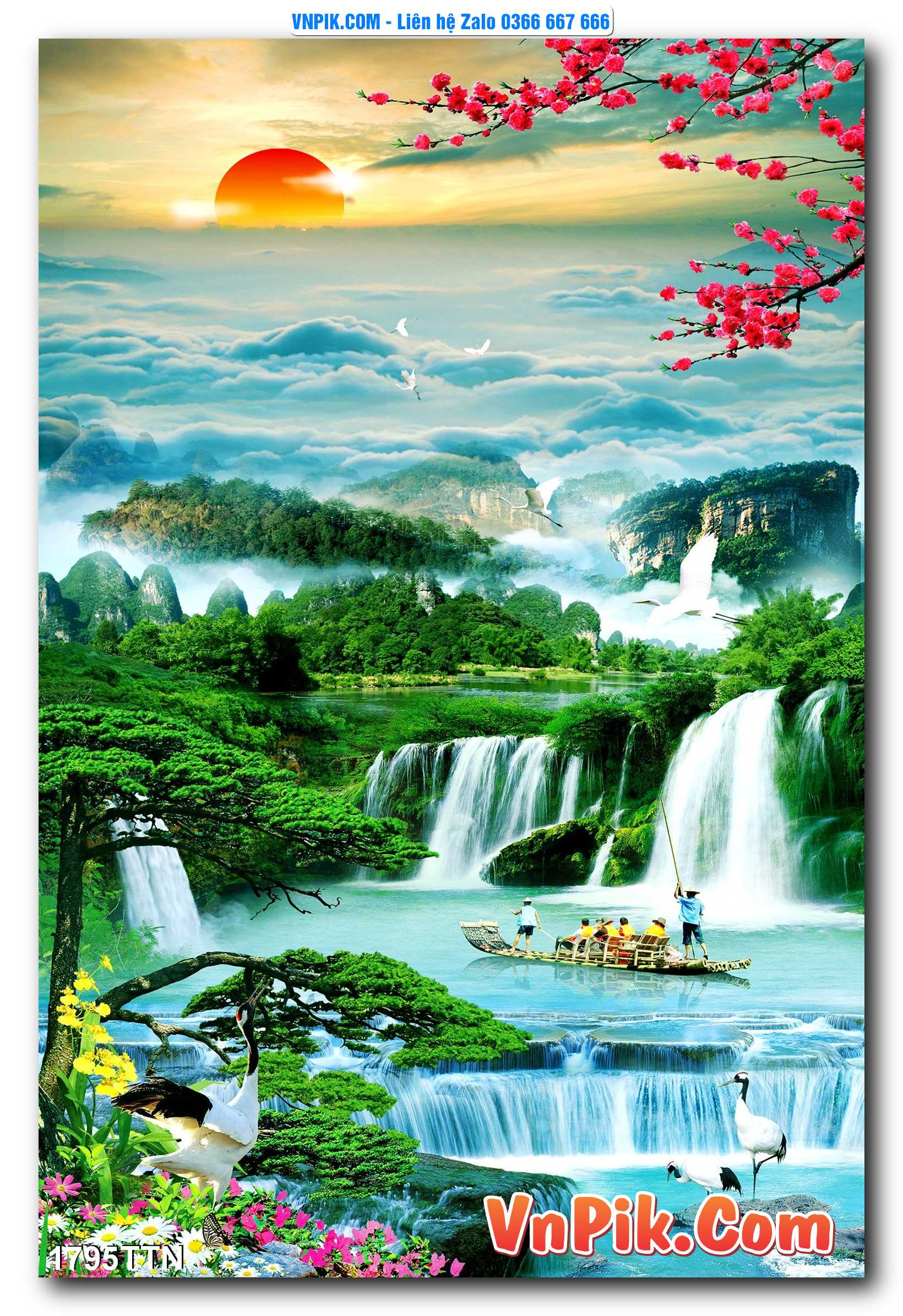 Tranh thác nước – Tranh phong thủy – Tranh treo tường mã 1795TTN