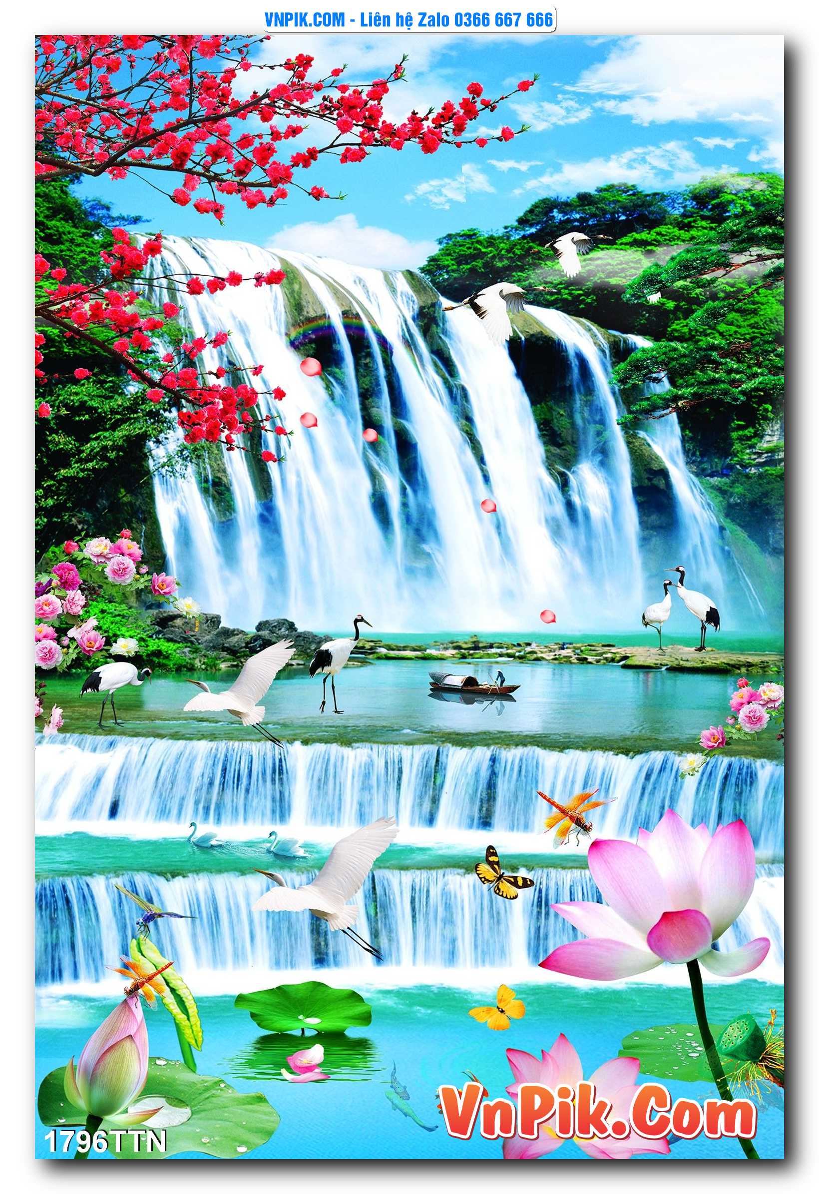 Tranh thác nước – Tranh phong thủy – Tranh treo tường mã 1796TTN