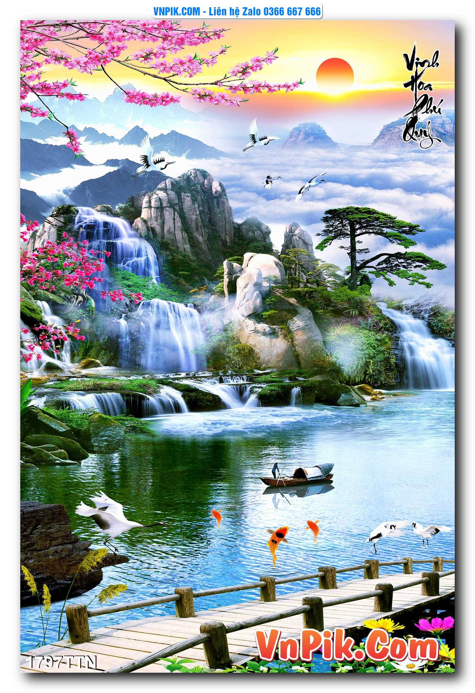 Tranh thác nước – Tranh phong thủy – Tranh treo tường mã 1797TTN