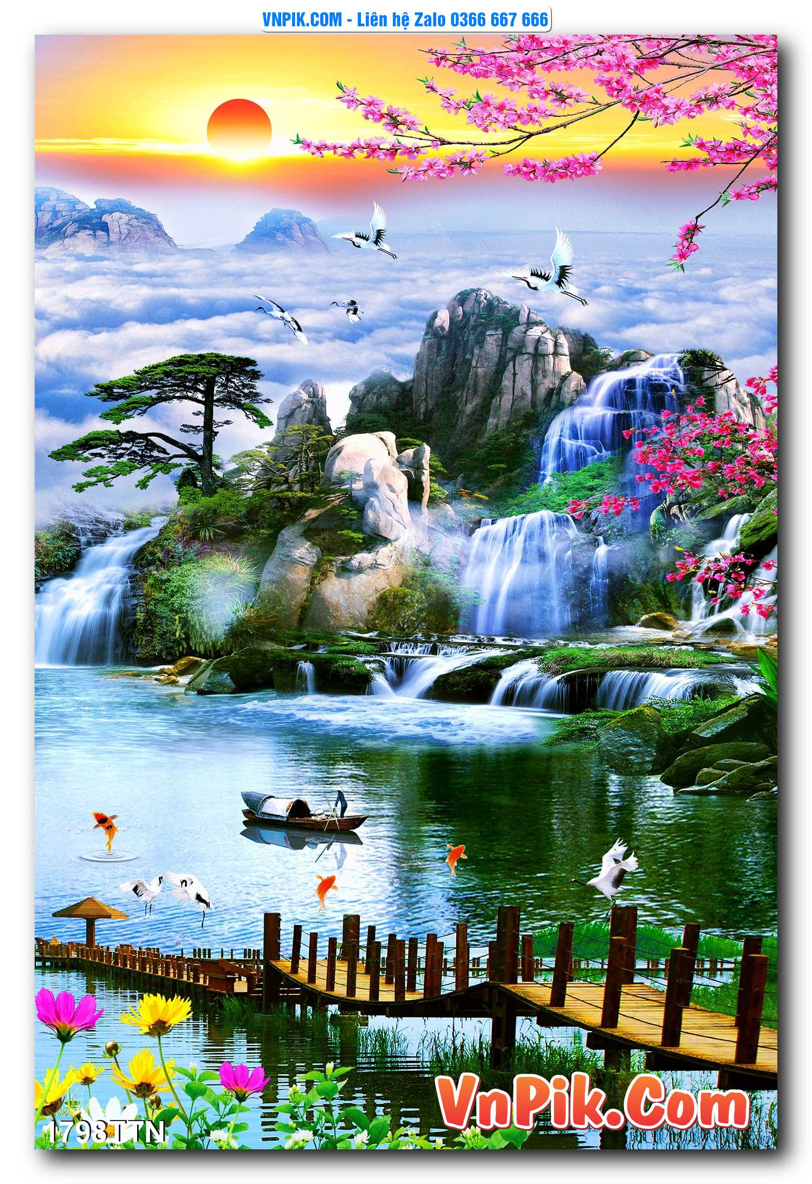 Tranh thác nước – Tranh phong thủy – Tranh treo tường mã 1798TTN