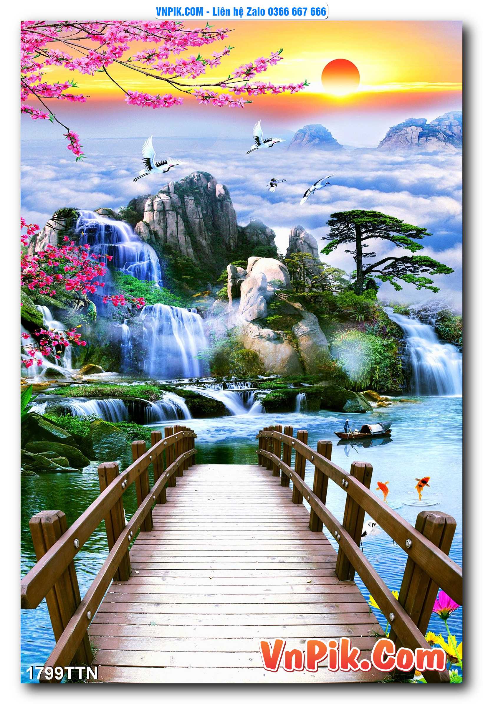 Tranh thác nước – Tranh phong thủy – Tranh treo tường mã 1799TTN