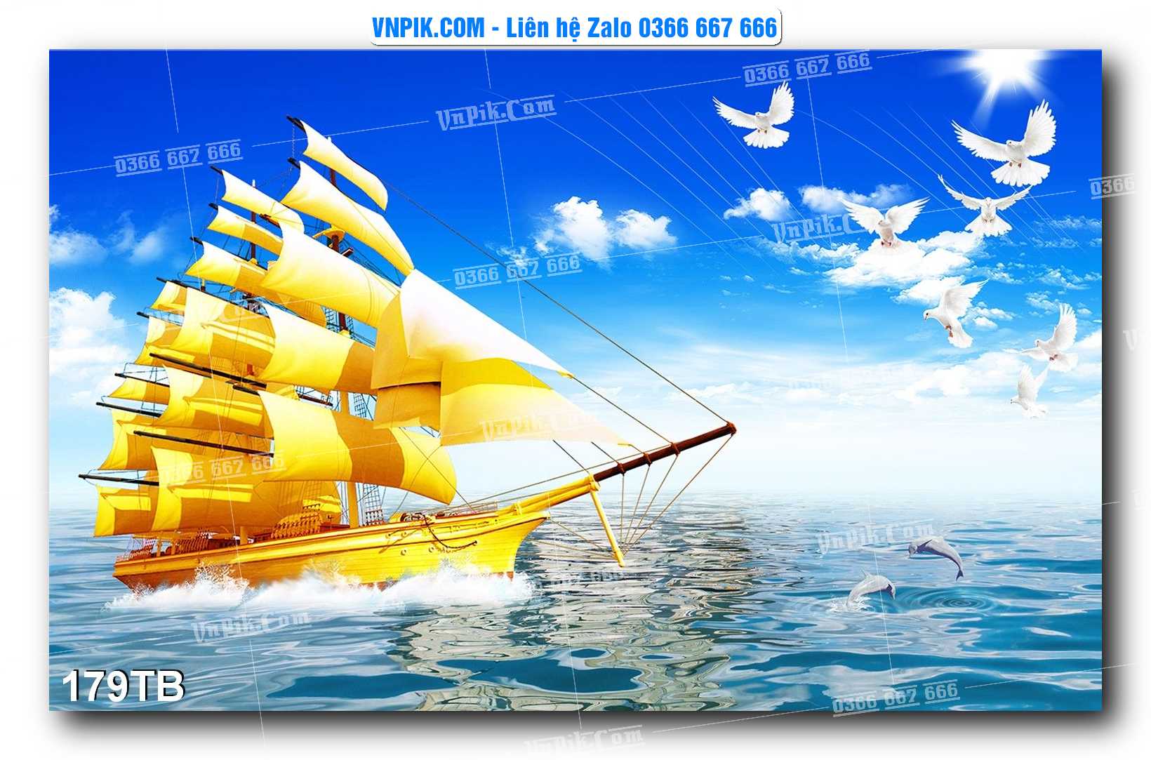 Tranh thuận buồm xuôi gió file PSD mẫu 179TB