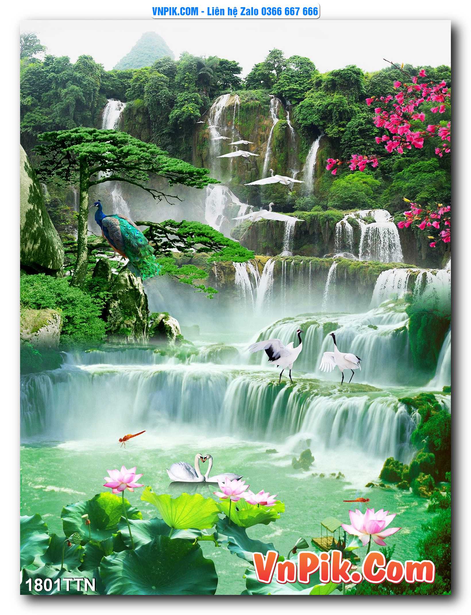 Tranh thác nước – Tranh phong thủy – Tranh treo tường mã 1801TTN